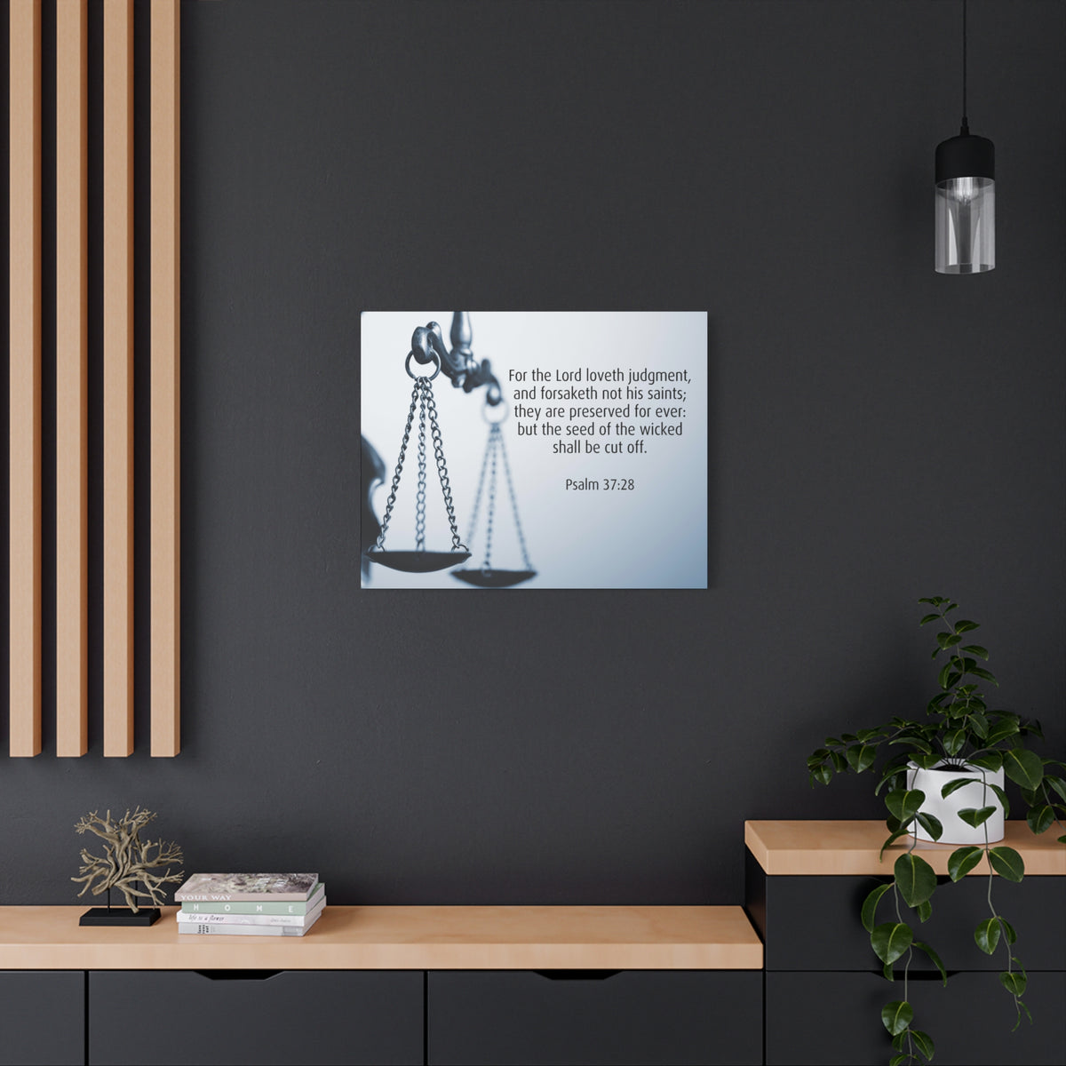 Scripture Canvas Lord Loveth Judgment Psalm 37:28 Christian Wall Art Bible Verse Print Ready to Hang-Express Your Love Gifts