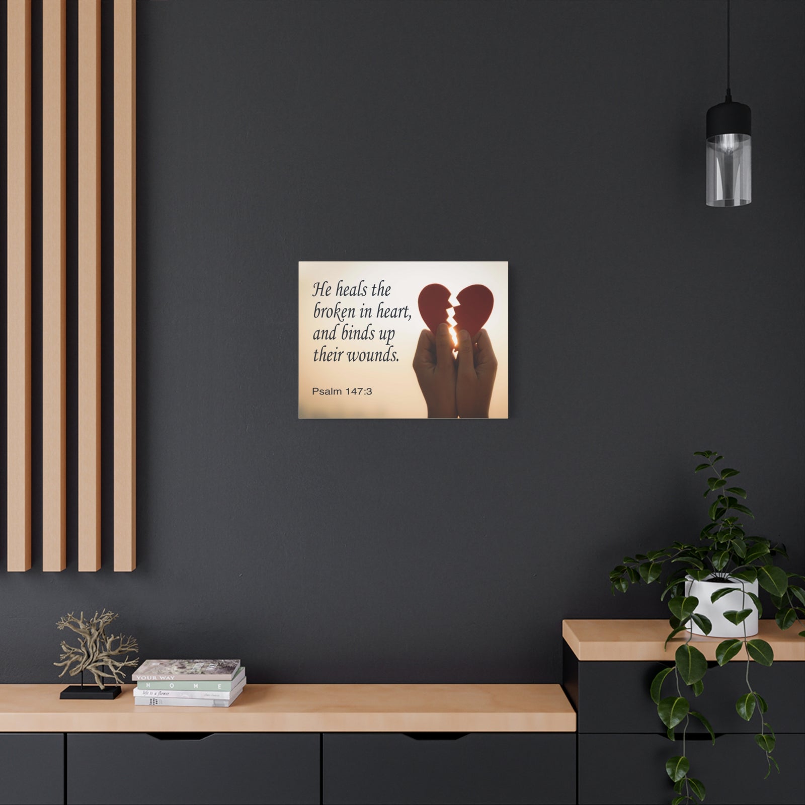 Scripture Canvas Heals the Broken Psalm 147:3 Christian Wall Art Bible Verse Print Ready to Hang-Express Your Love Gifts