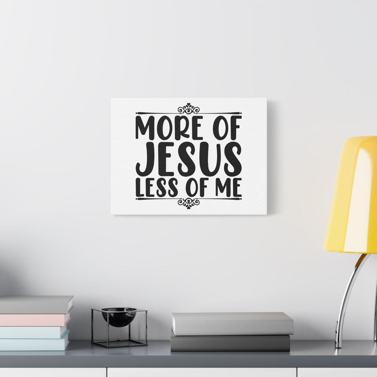 Scripture Canvas More Of Jesus, Less Of Me psalm 37:4 White Christian Wall Art Bible Verse Print Ready to Hang-Express Your Love Gifts