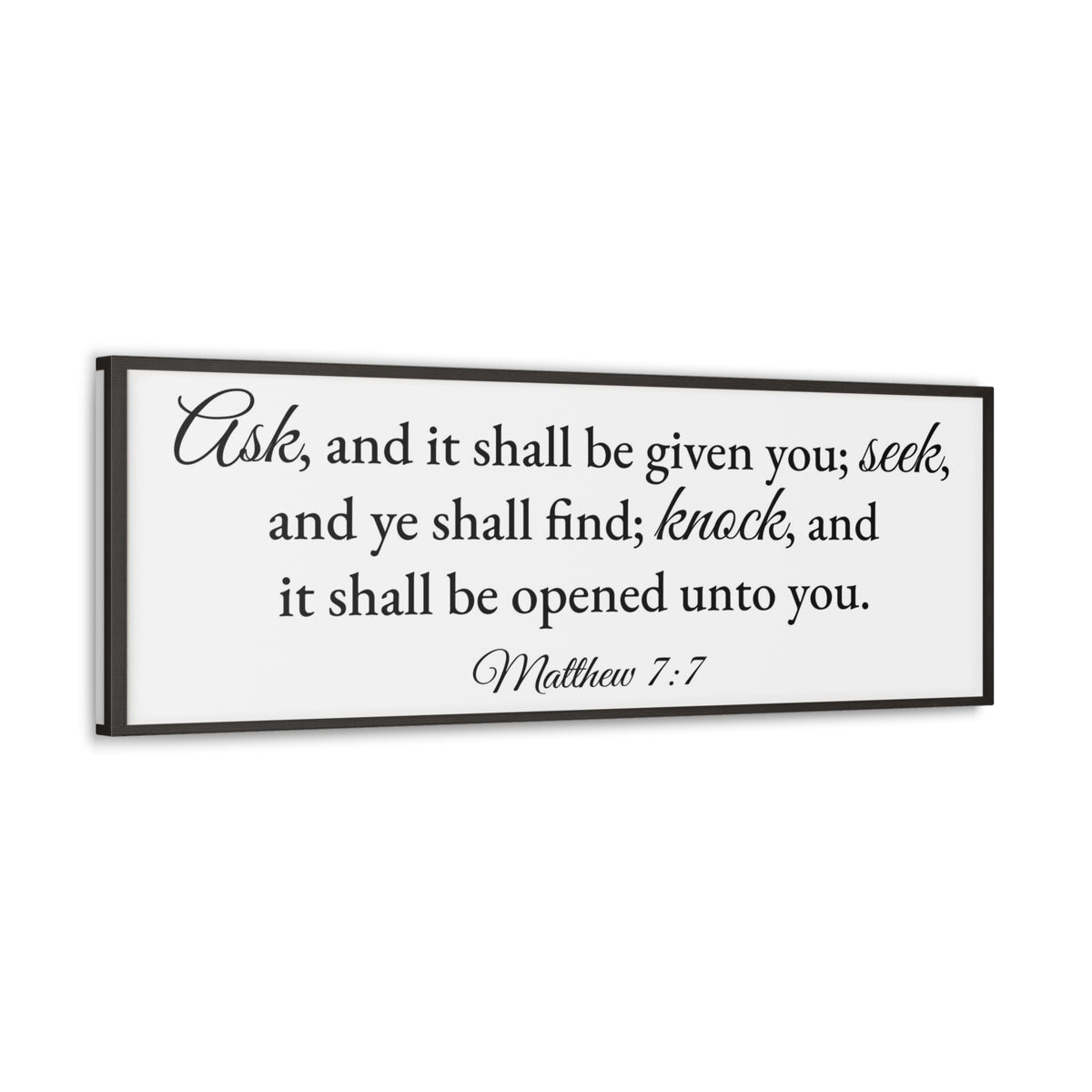 Scripture Walls Matthew 7:7 White Bible Verse Canvas Christian Wall Art Ready to Hang Unframed-Express Your Love Gifts