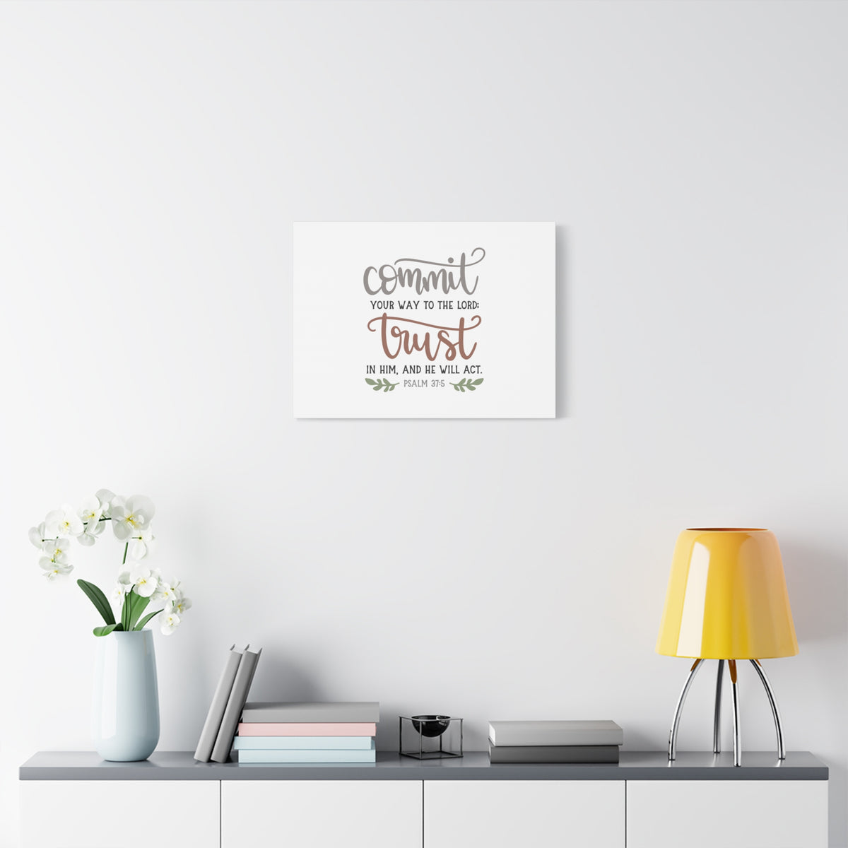 Scripture Canvas Your Way To The Lord Psalm 37:5 Christian Wall Art Bible Verse Print Ready to Hang-Express Your Love Gifts