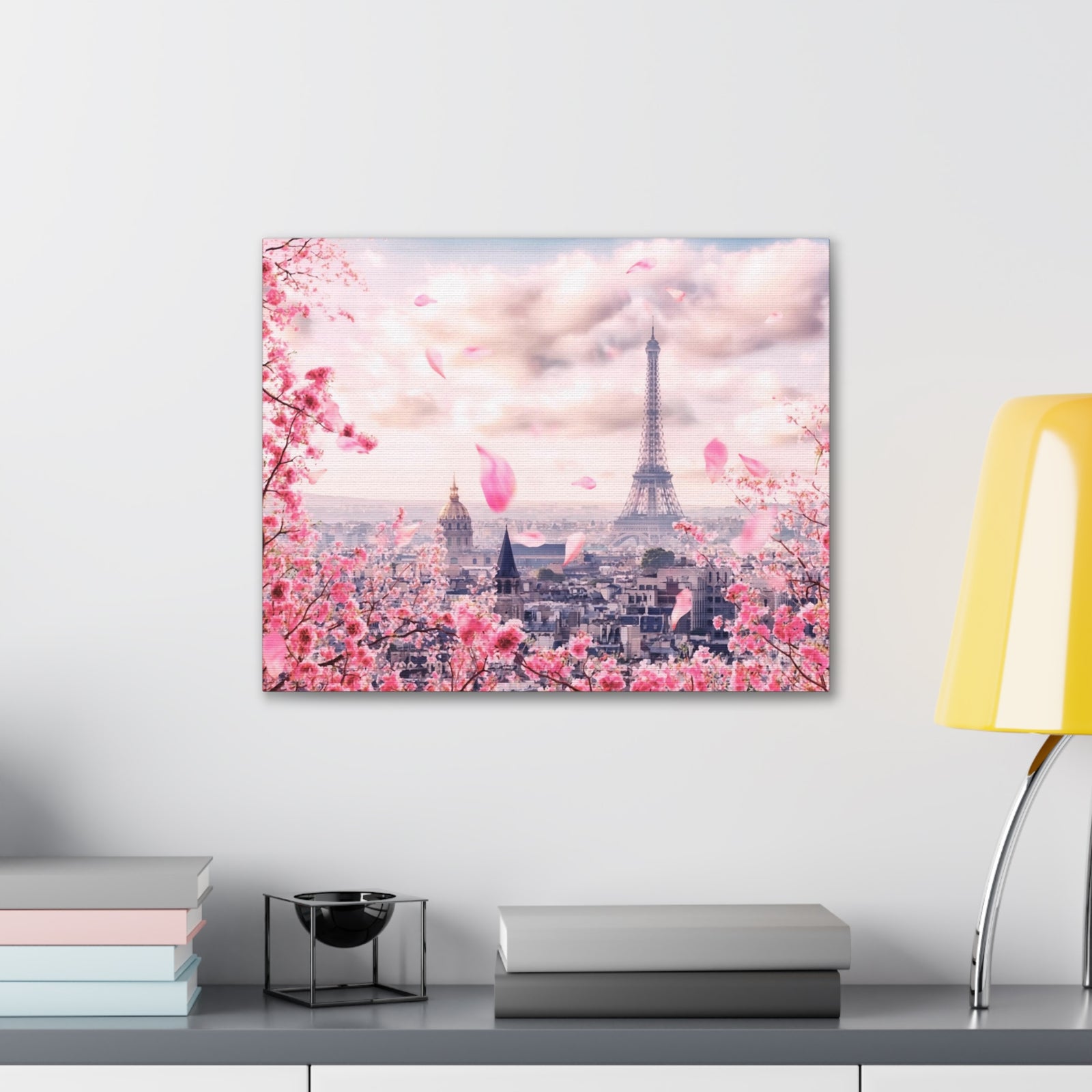 Paris Pink Tree Eiffel Tower France Canvas Artwork High-Quality Breathtaking French City for Home Decor Ready to Hang-Express Your Love Gifts