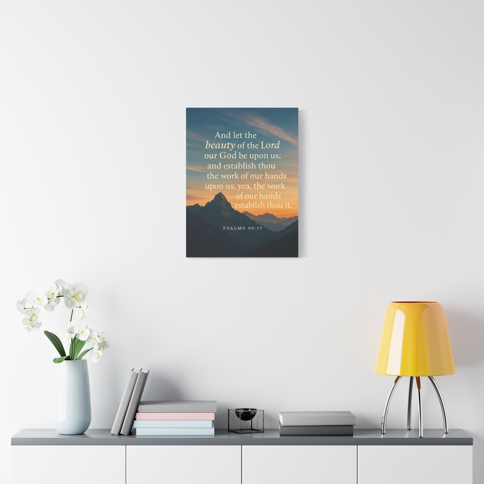 Bible Verse Canvas Psalms 90:17 Christian Home Décor Wall Art Scripture Ready to Hang Faith Print-Express Your Love Gifts