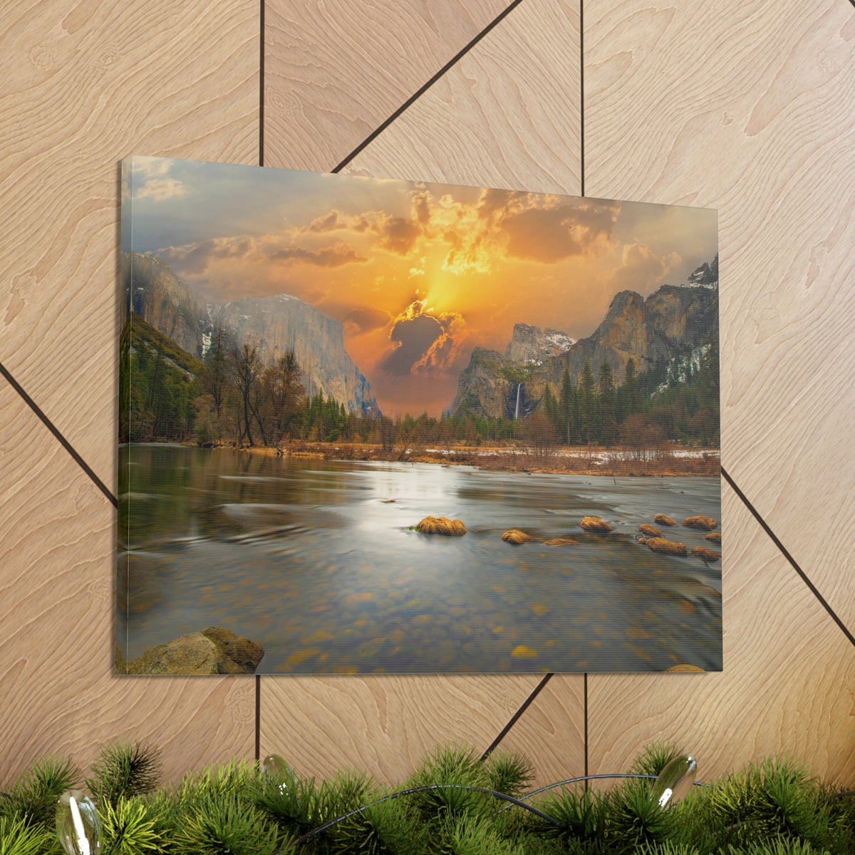 Golden Hour Over Mountain Nature Wilderness Photography Canvas Wall Art for Home Decor Ready-to-Hang-Express Your Love Gifts