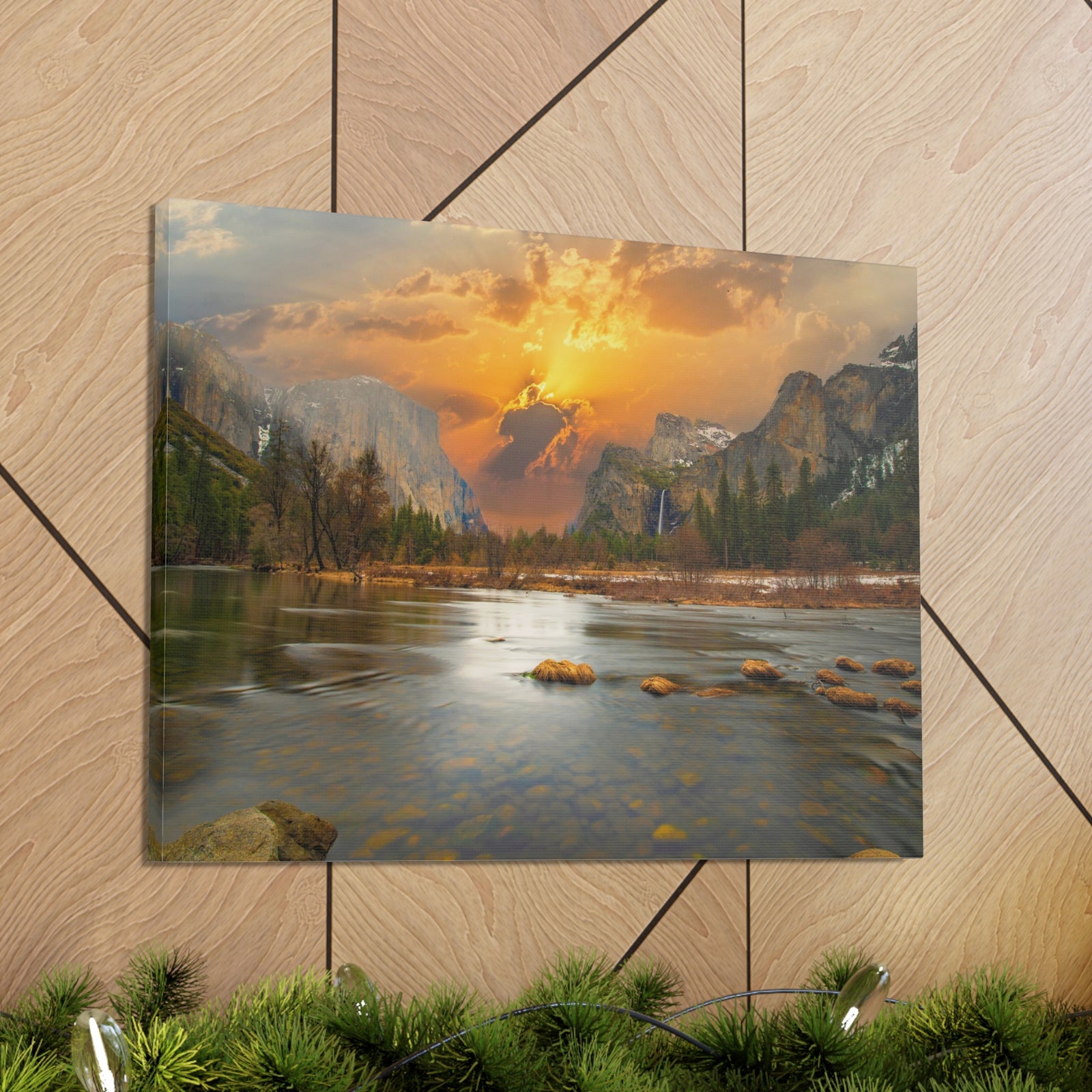Golden Hour Over Mountain Nature Wilderness Photography Canvas Wall Art for Home Decor Ready-to-Hang-Express Your Love Gifts