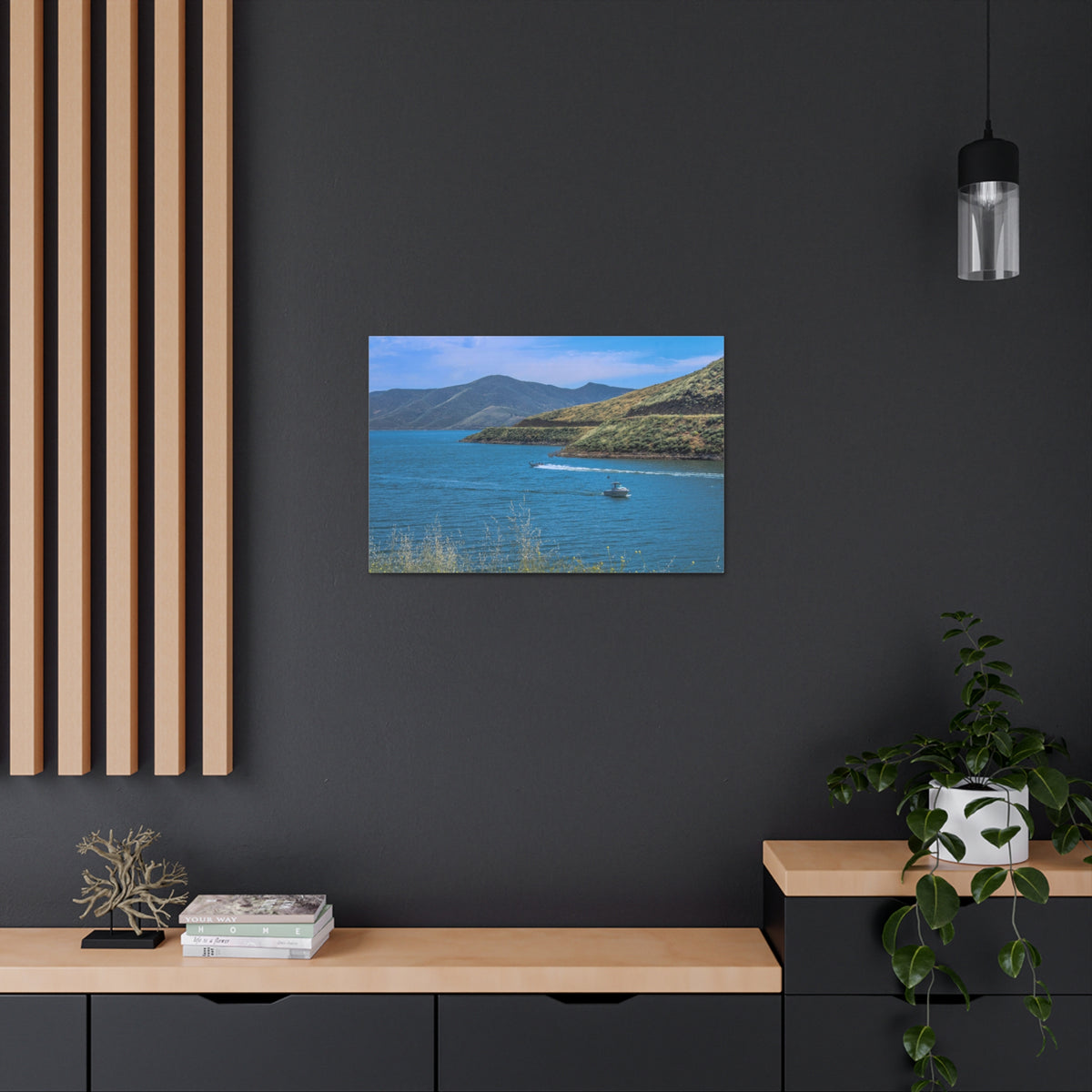 Mountain Valley Lake Nature Wilderness Photography Canvas Wall Art for Home Decor Ready-to-Hang-Express Your Love Gifts
