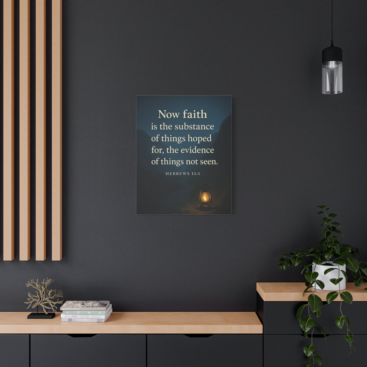 Bible Verse Canvas Hebrews 11:1 Christian Home Décor Wall Art Scripture Ready to Hang Faith Print-Express Your Love Gifts