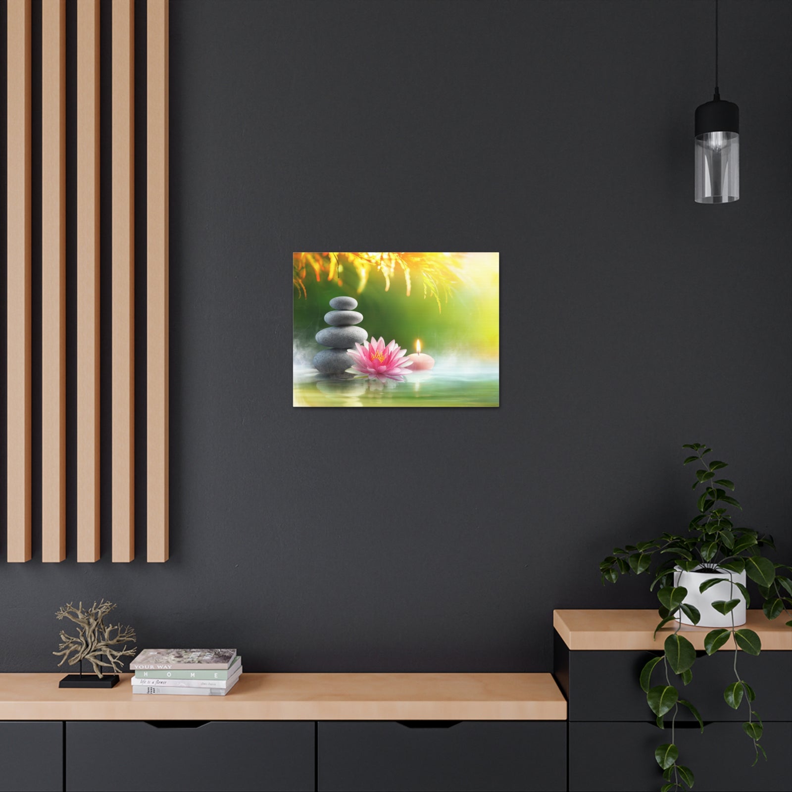 Relaxation with Massage Stones Forest Floral Nature Photography Canvas Wall Art for Home Decor Ready-to-Hang-Express Your Love Gifts