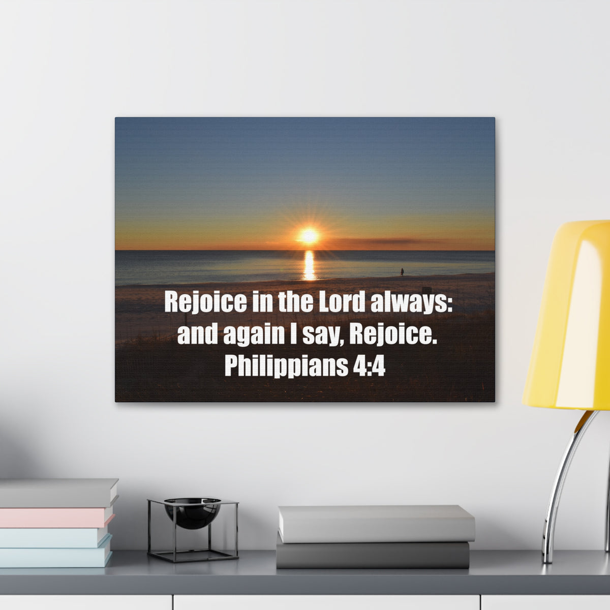 Scripture Walls Rejoice In The Lord Philippians 4:4 Sunset Bible Verse Canvas Christian Wall Art Ready to Hang-Express Your Love Gifts