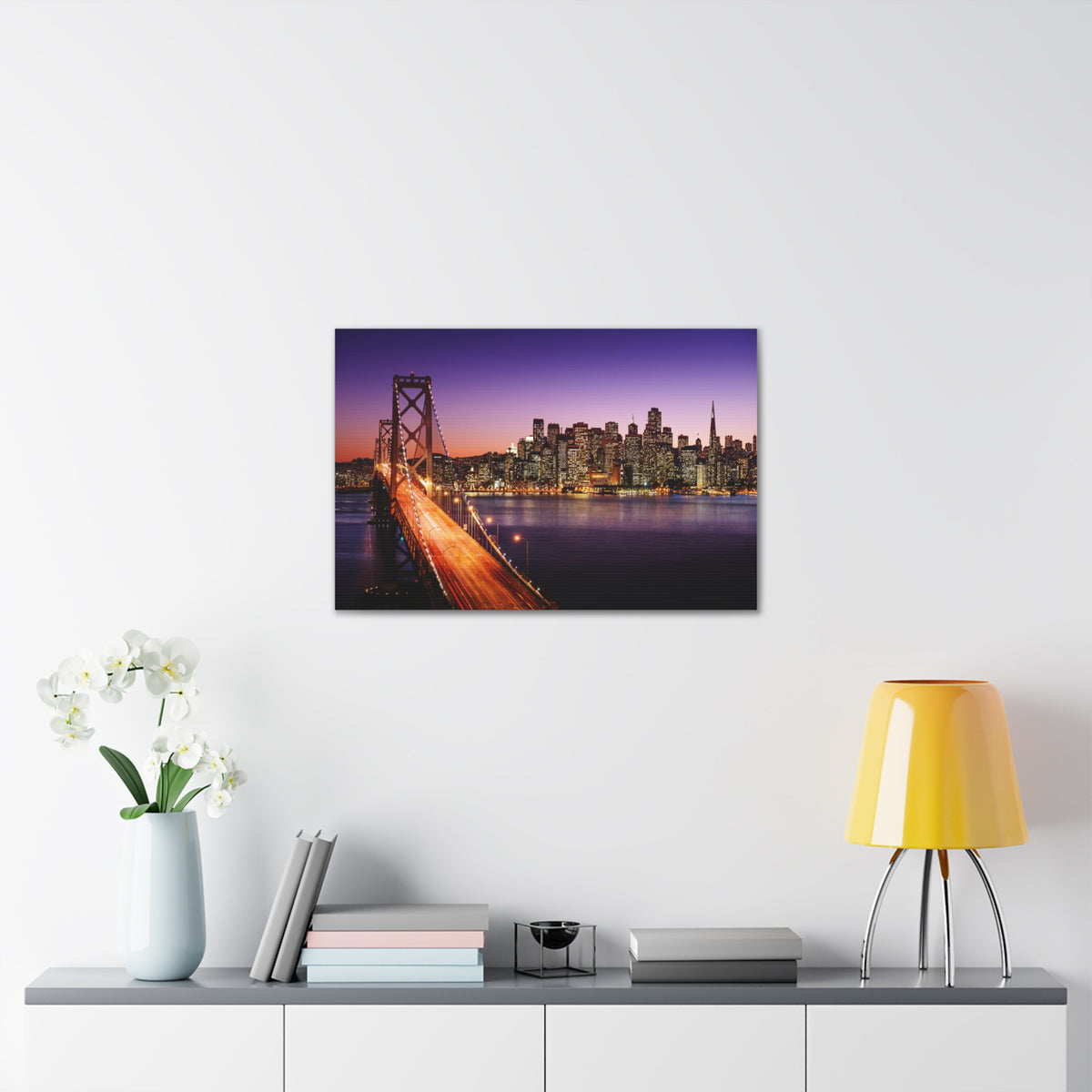 San Francisco Night Skyline Canvas Artwork High-Quality Breathtaking Stunning Cityscape for Home Decor Ready to Hang-Express Your Love Gifts