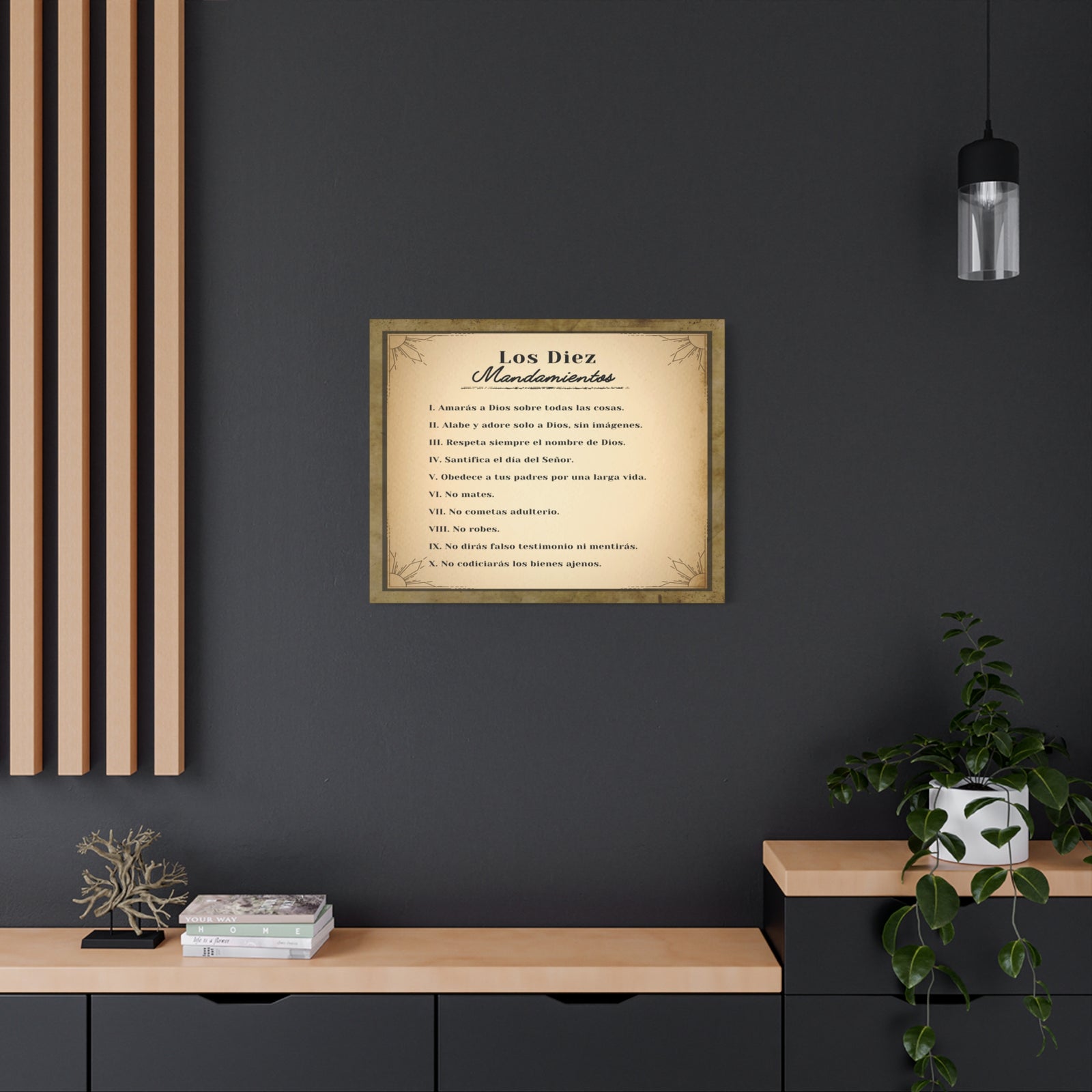 Los Diez Mandamientos 10 Commandments Spanish Christian Wall Art Print Ready to Hang-Express Your Love Gifts