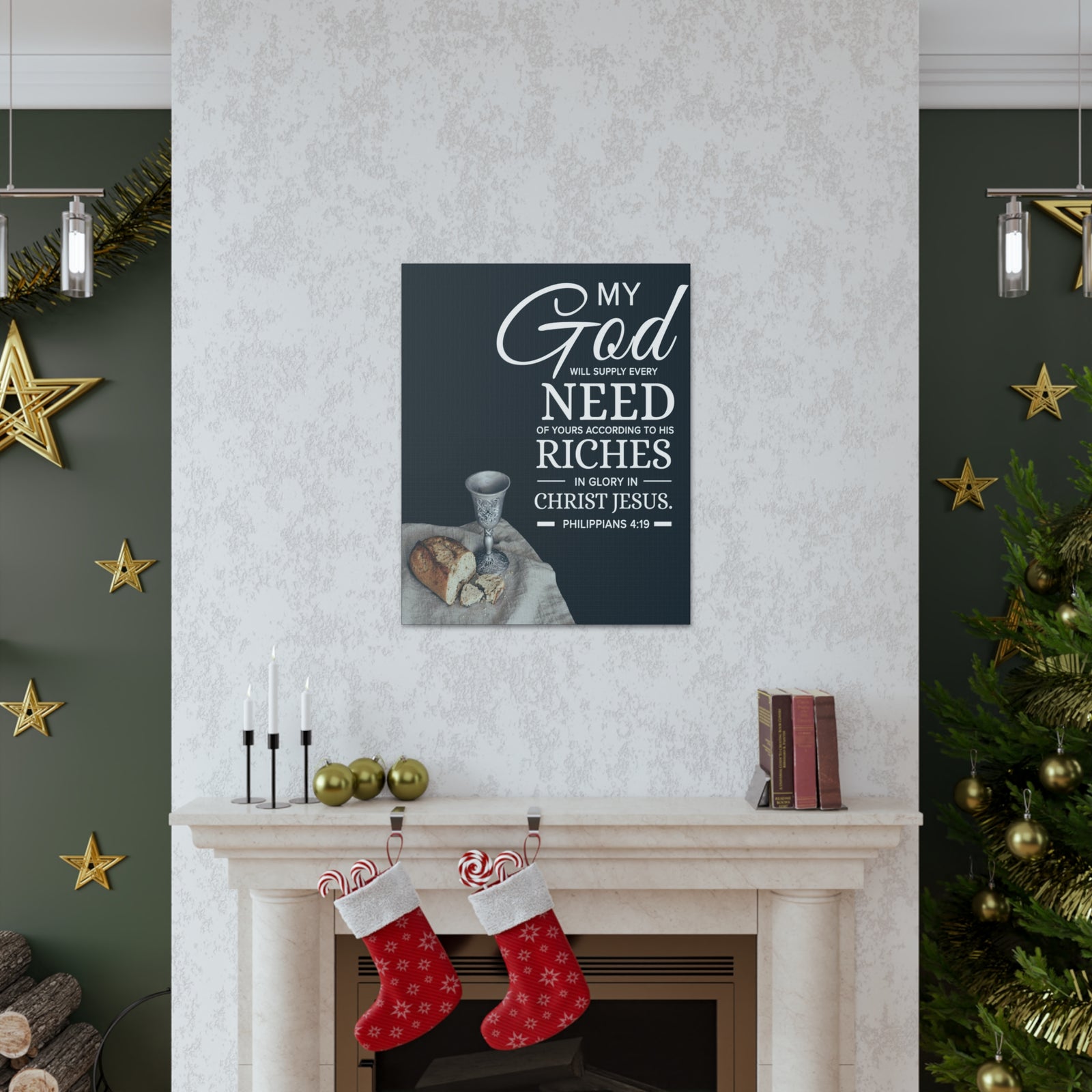 Bible Verse Canvas My God Need Riches Philippians 4:19 Wall Art Christian Home Decor-Express Your Love Gifts