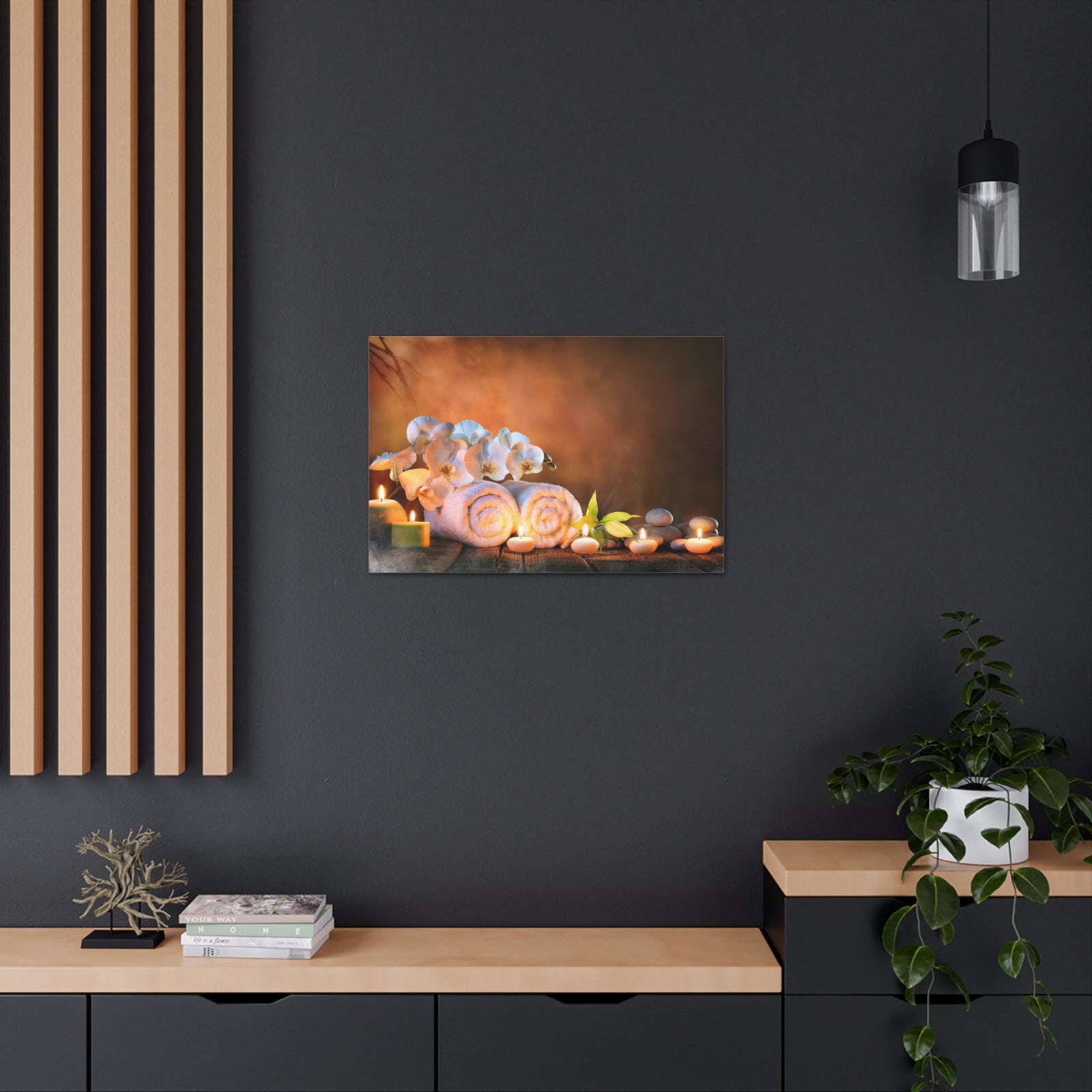 Candles and Orchid Forest Floral Nature Photography Canvas Wall Art for Home Decor Ready-to-Hang-Express Your Love Gifts