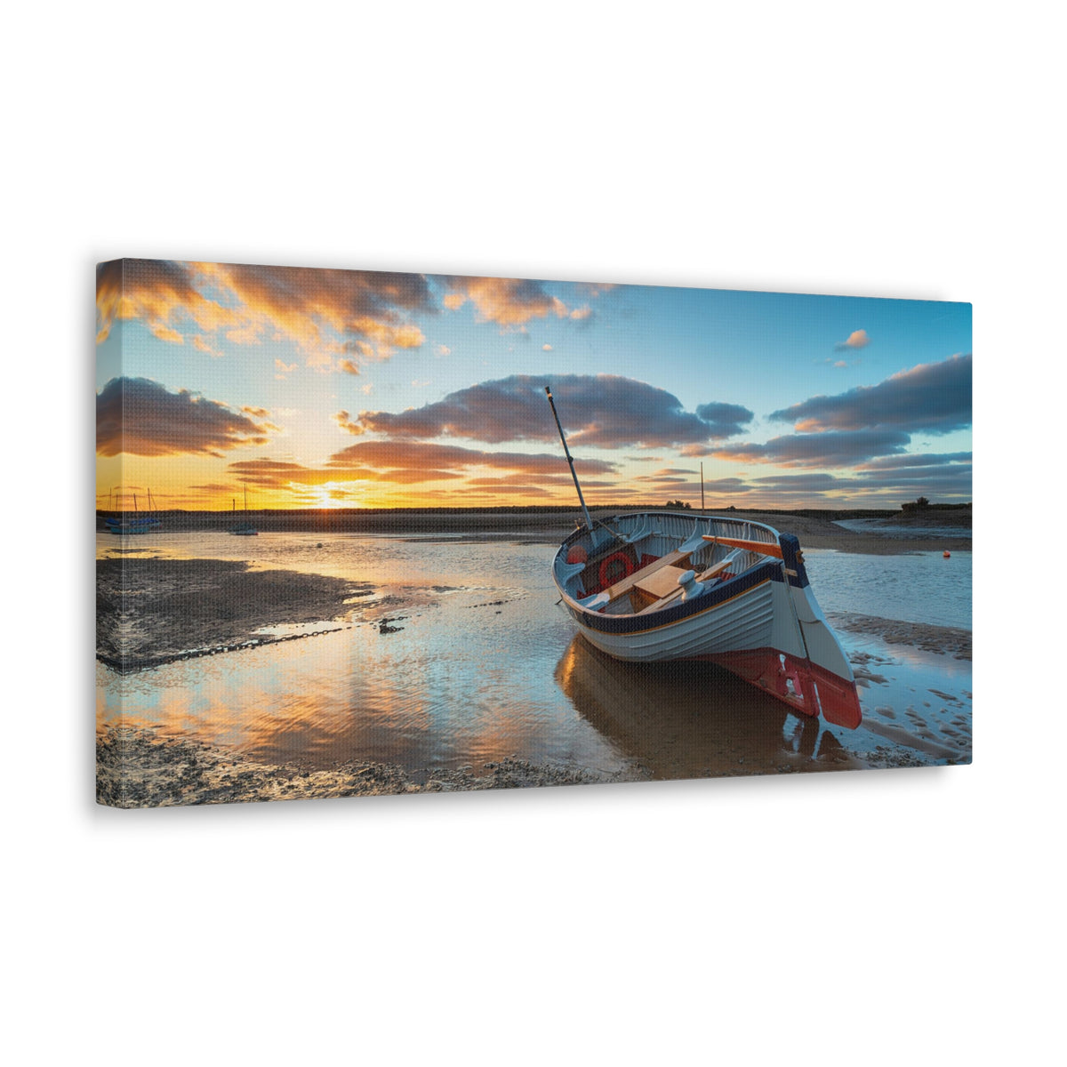 Stunning Sunset Over Fishing Boat Ocean Canvas Wall Art for Home Decor Ready-to-Hang-Express Your Love Gifts
