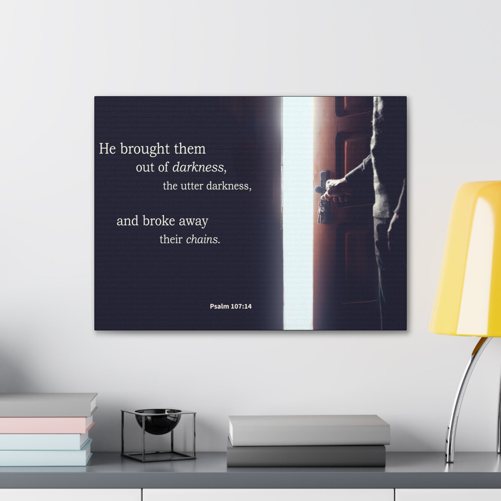 Scripture Walls He Brought Them Psalm 107:14 Bible Verse Canvas Christian Wall Art Ready to Hang-Express Your Love Gifts