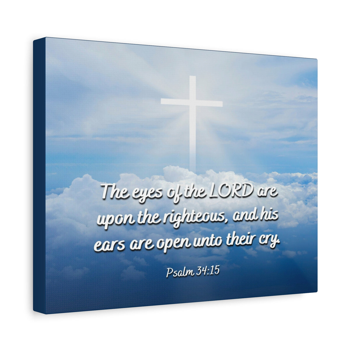 Scripture Canvas The Righteous Psalm 34:15 Christian Wall Art Bible Verse Print Ready to Hang-Express Your Love Gifts