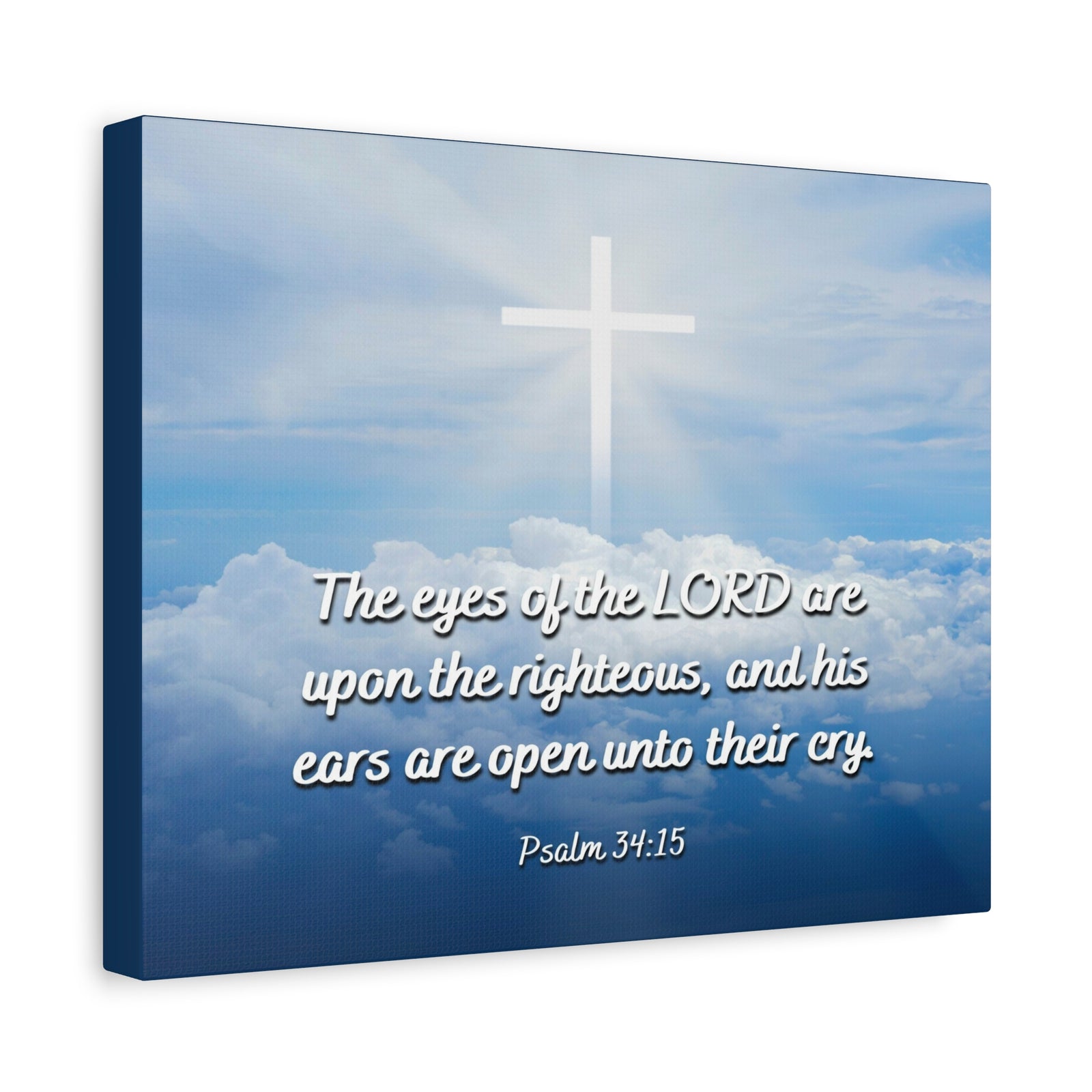 Scripture Canvas The Righteous Psalm 34:15 Christian Wall Art Bible Verse Print Ready to Hang-Express Your Love Gifts