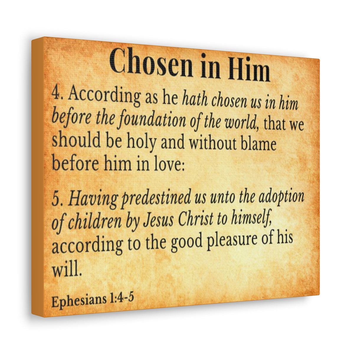Scripture Walls Ephesians 1:4-5 Chosen in Christ Gold Bible Verse Canvas Christian Wall Art Ready to Hang Unframed-Express Your Love Gifts