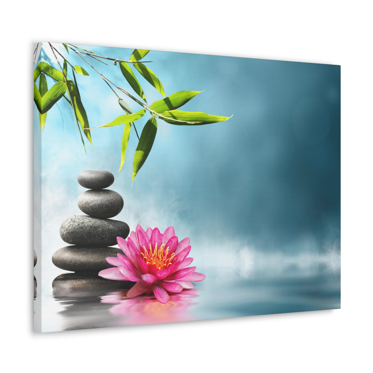 Waterlily with Stones Forest Floral Nature Photography Canvas Wall Art for Home Decor Ready-to-Hang-Express Your Love Gifts