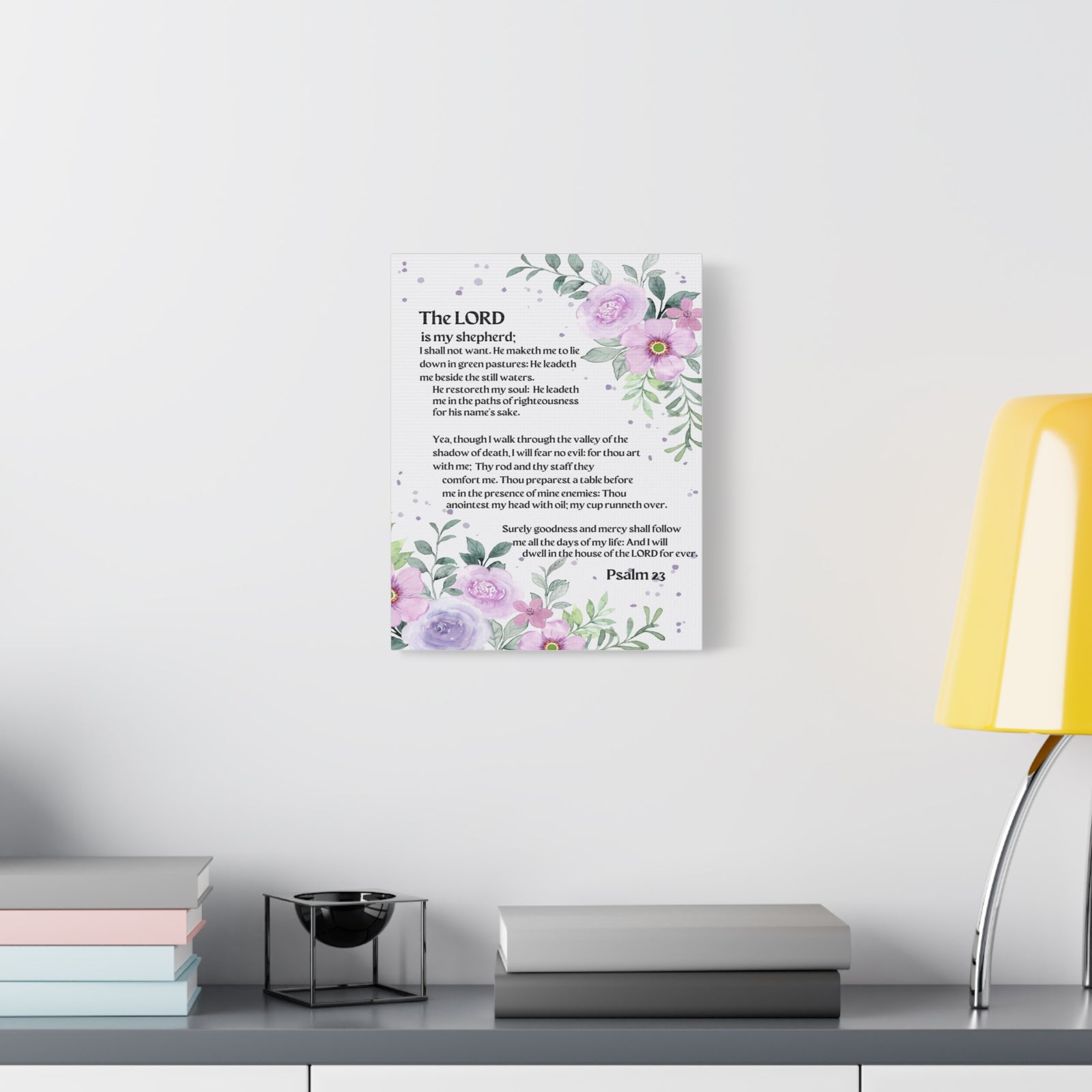 Scripture Walls Flowers Psalm 23 Bible Verse Canvas Christian Wall Art Ready to Hang-Express Your Love Gifts