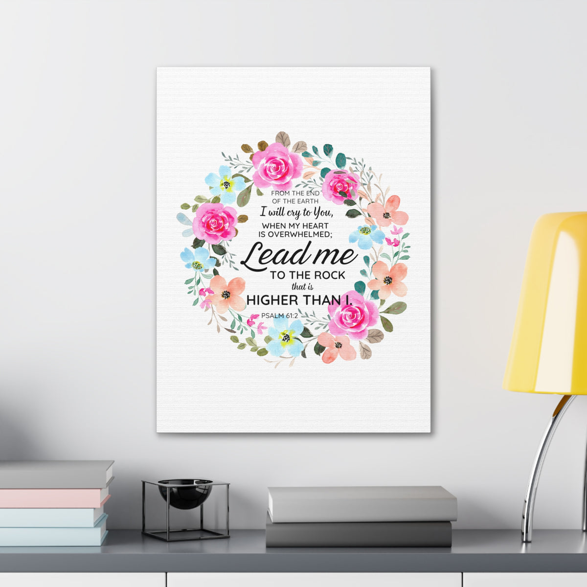 Scripture Walls Psalm 61:2 Higher Than I Bible Verse Canvas Christian Wall Art Ready to Hang Unframed-Express Your Love Gifts