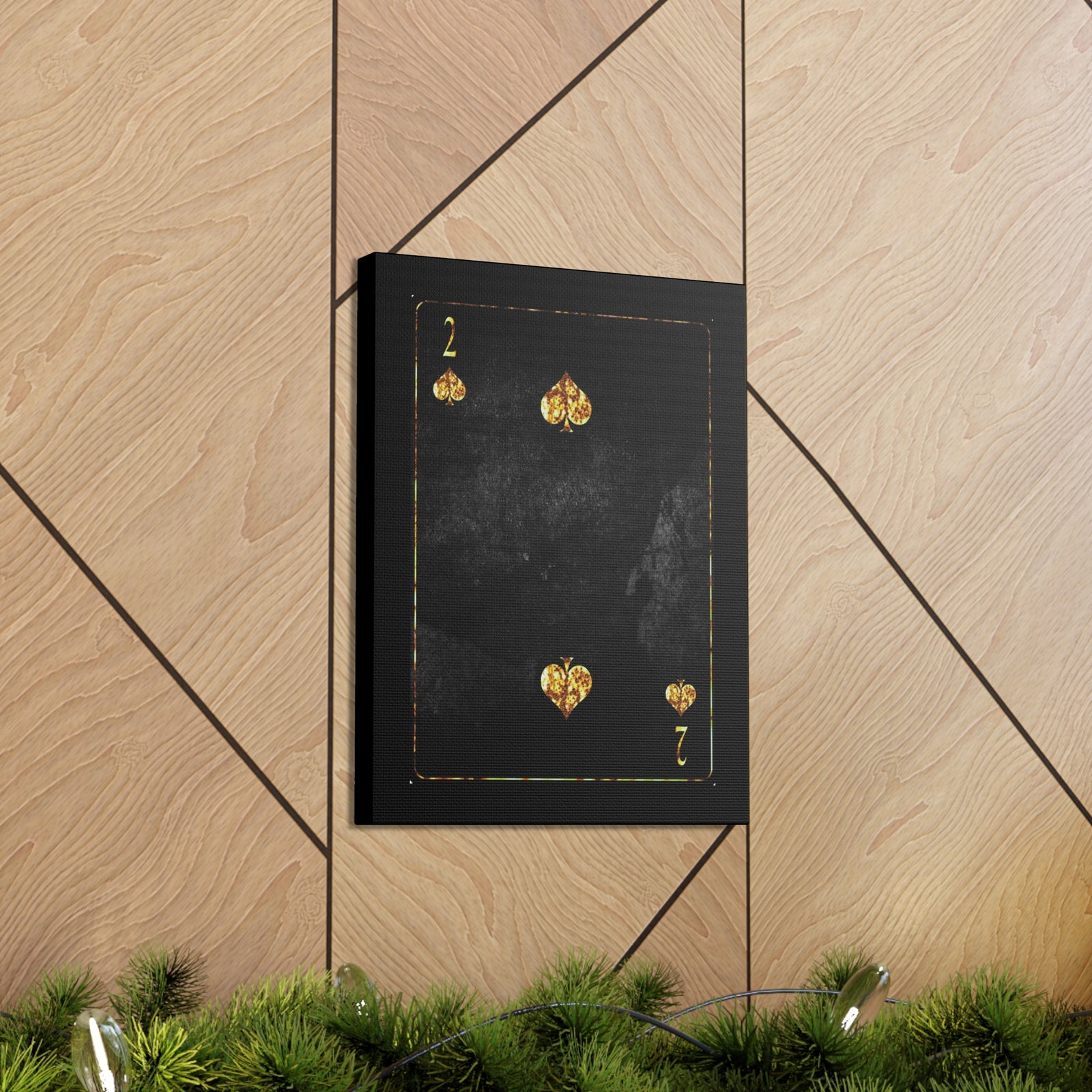 Two Of Spades Grunge Card Playing Card Canvas Wall Art for Home Decor Ready-to-Hang-Express Your Love Gifts