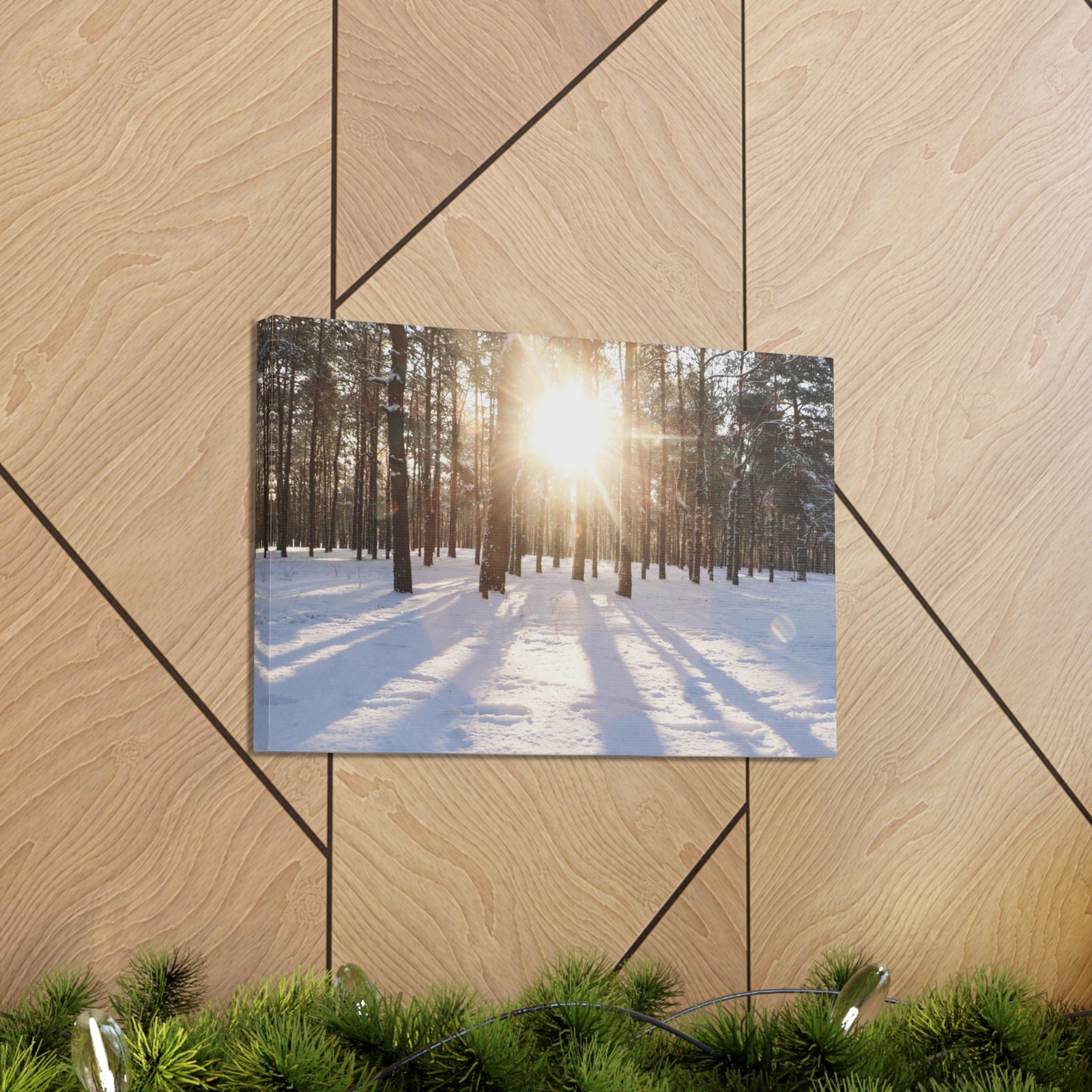 Tree Forest Covered In Snow Nature Wilderness Photography Canvas Wall Art for Home Decor Ready-to-Hang-Express Your Love Gifts