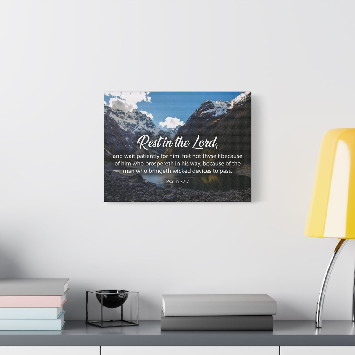 Bible Verse Canvas Rest in The Lord Psalm 37:7 Christian Home Decor Scripture Art-Express Your Love Gifts
