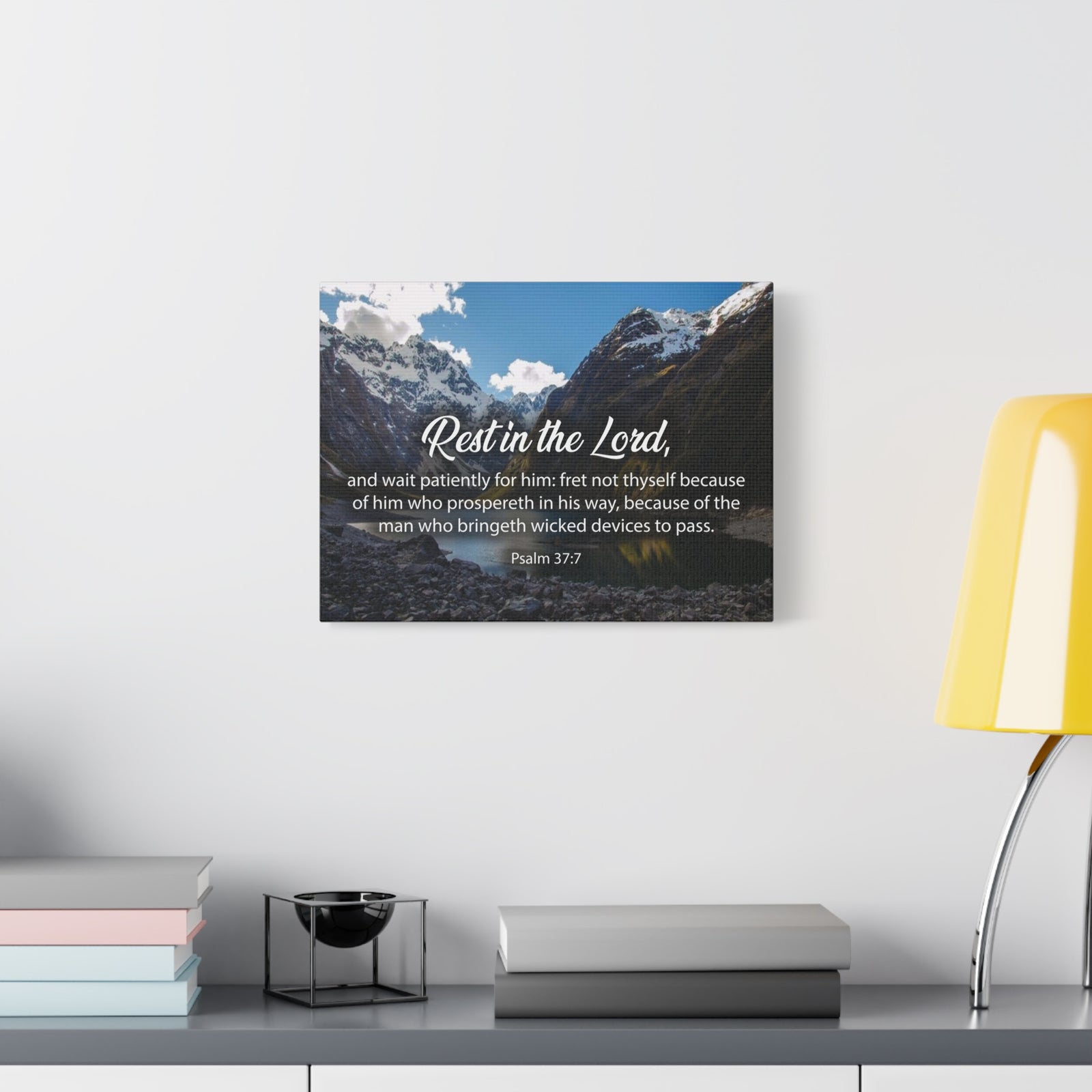 Bible Verse Canvas Rest in The Lord Psalm 37:7 Christian Home Decor Scripture Art-Express Your Love Gifts