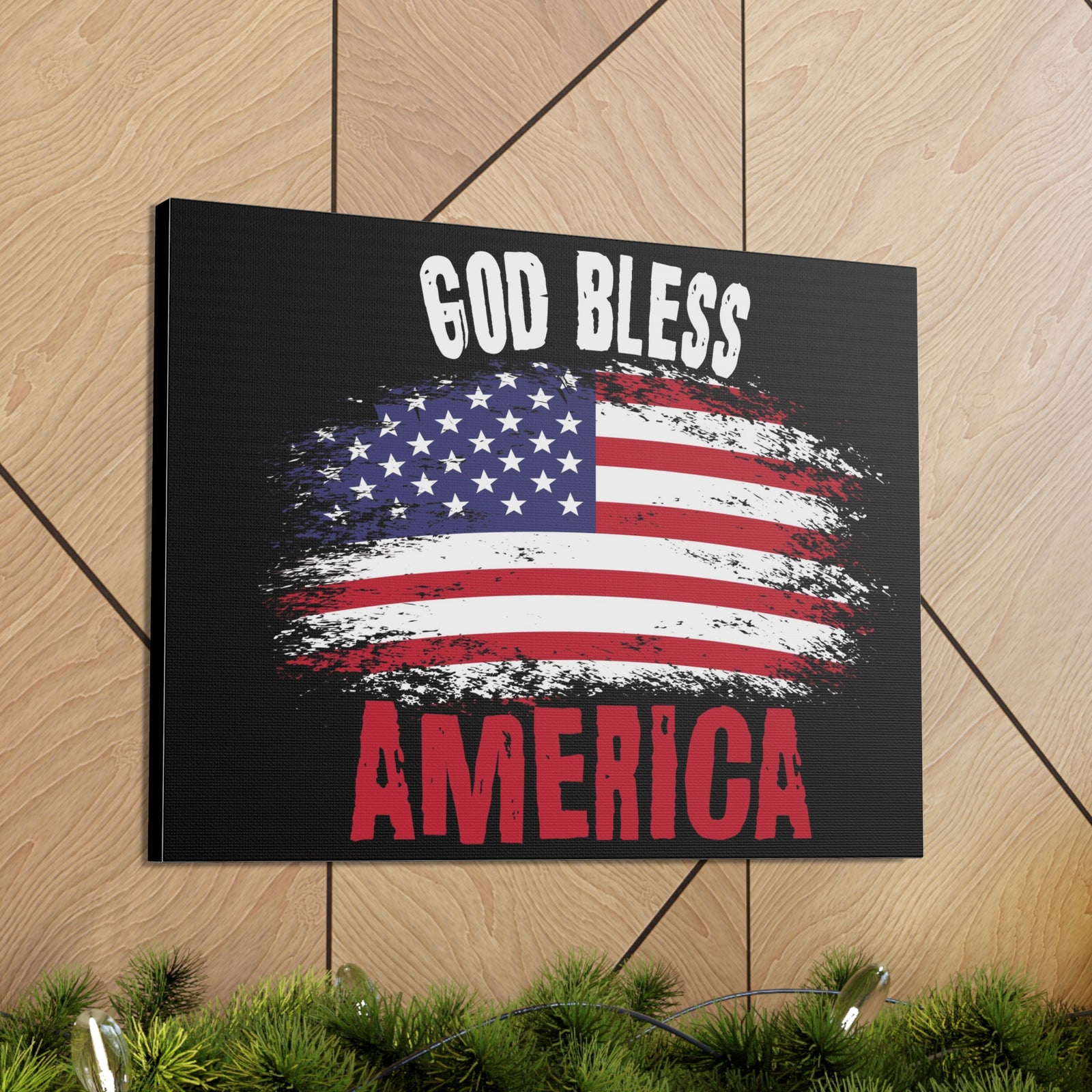 God Bless America On Black Background Canvas Wall Art for Home Decor Ready-to-Hang-Express Your Love Gifts