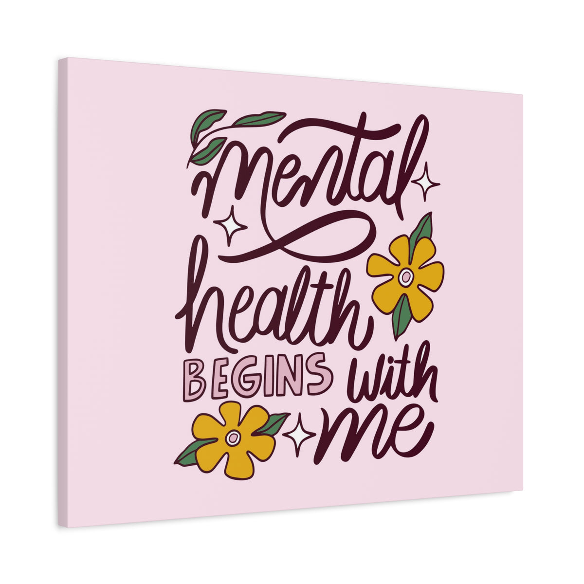 Inspirational Quote Canvas Mental Health Begins With Me Wall Art Motivational Motto Inspiring Prints Artwork Decor Ready to Hang-Express Your Love Gifts
