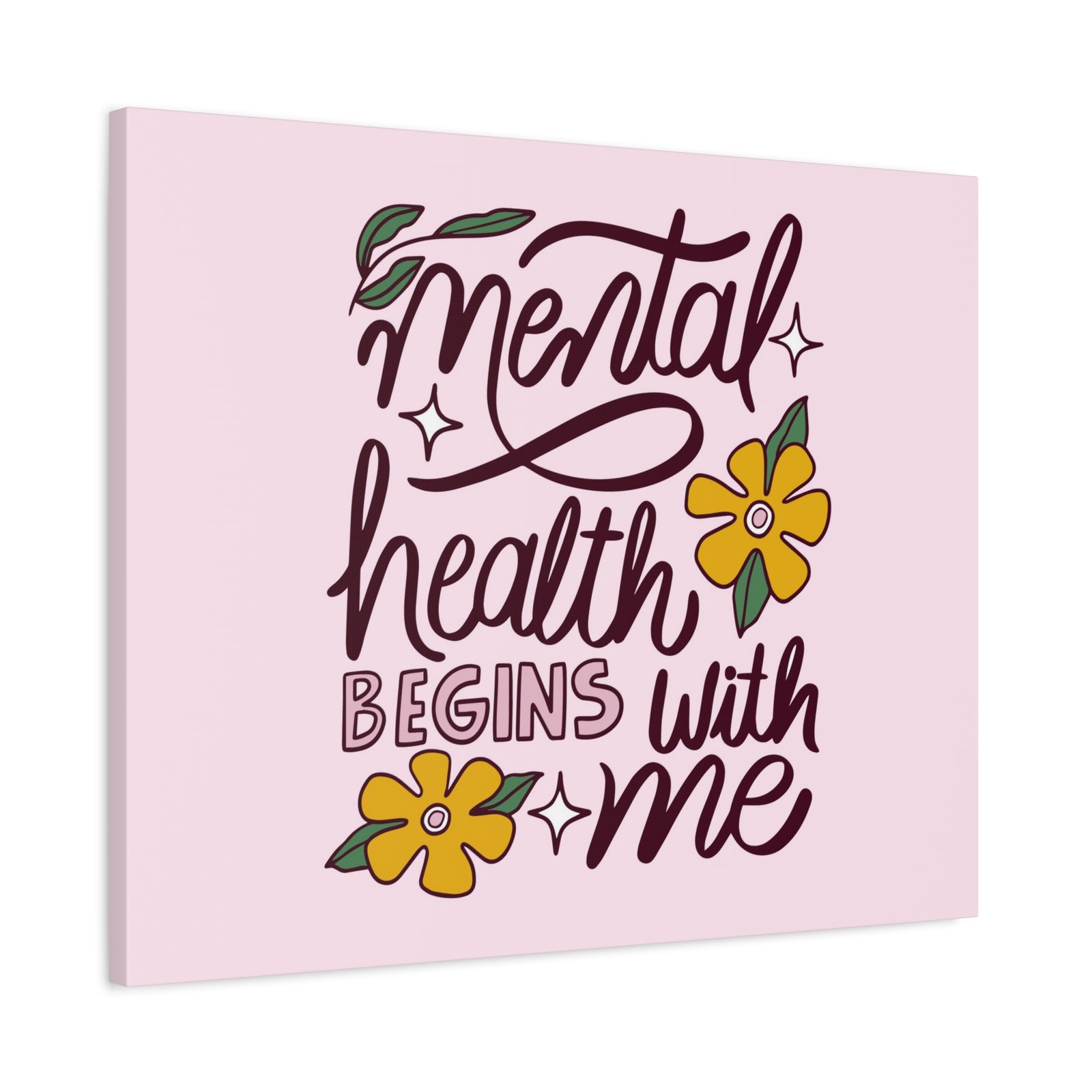 Inspirational Quote Canvas Mental Health Begins With Me Wall Art Motivational Motto Inspiring Prints Artwork Decor Ready to Hang-Express Your Love Gifts