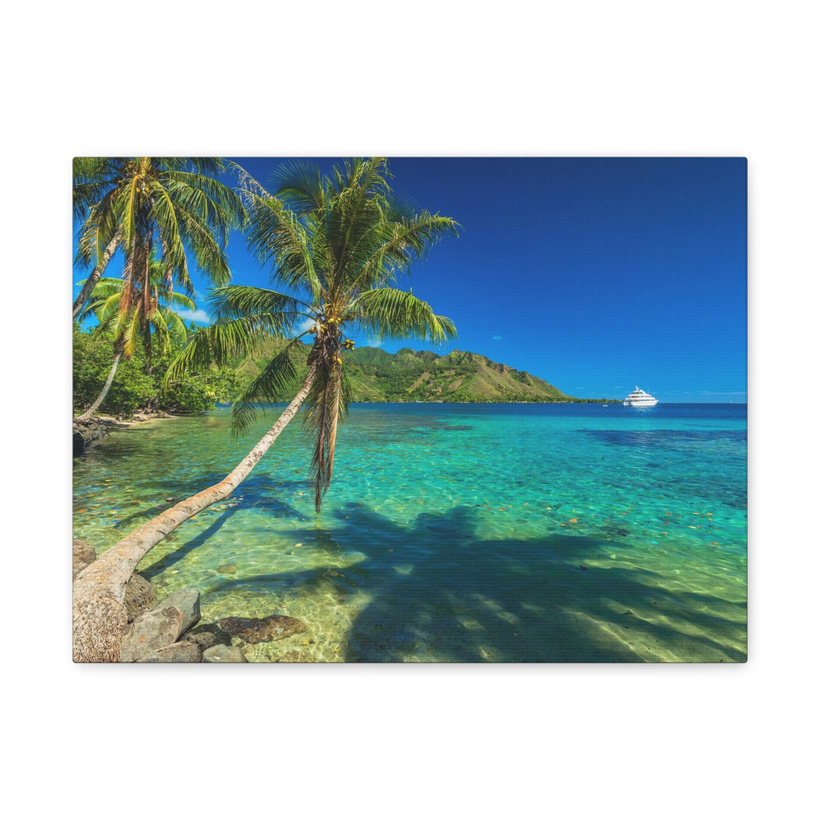 Palm Trees Quiet Beach Ocean Canvas Wall Art for Home Decor Ready-to-Hang-Express Your Love Gifts