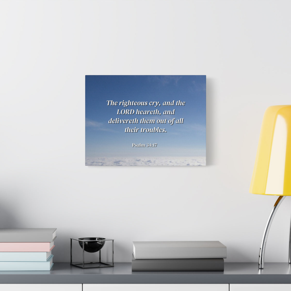 Scripture Canvas The Righteous Cry Psalm 34:17 Christian Wall Art Bible Verse Print Ready to Hang-Express Your Love Gifts