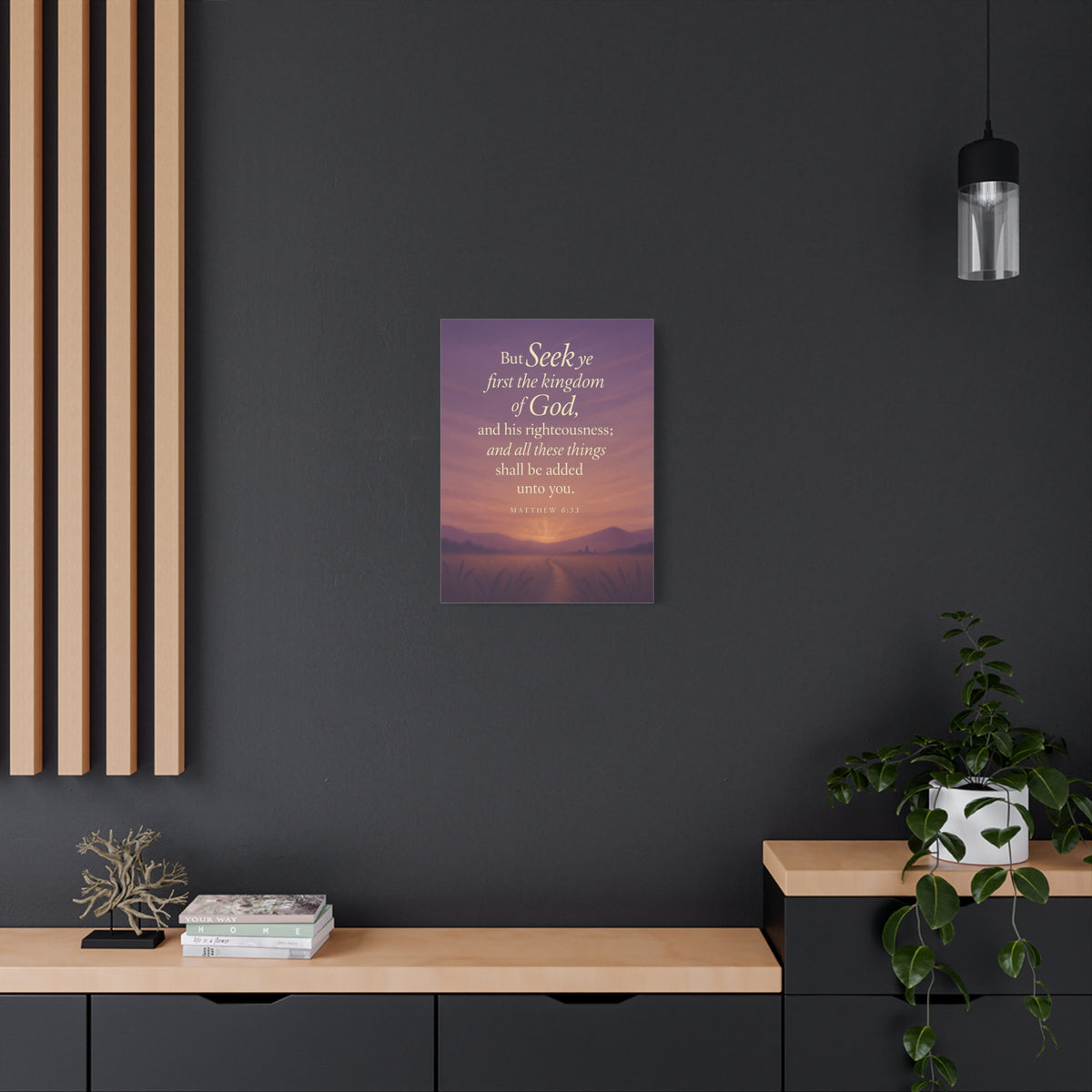 Bible Verse Canvas Matthew 6:33 Christian Home Décor Wall Art Scripture Ready to Hang Faith Print-Express Your Love Gifts