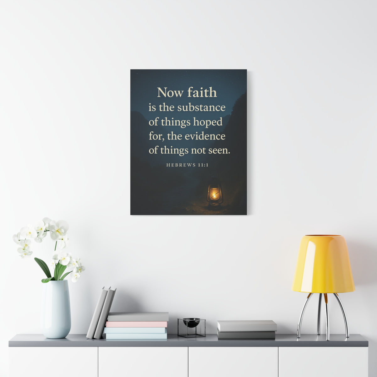 Bible Verse Canvas Hebrews 11:1 Christian Home Décor Wall Art Scripture Ready to Hang Faith Print-Express Your Love Gifts