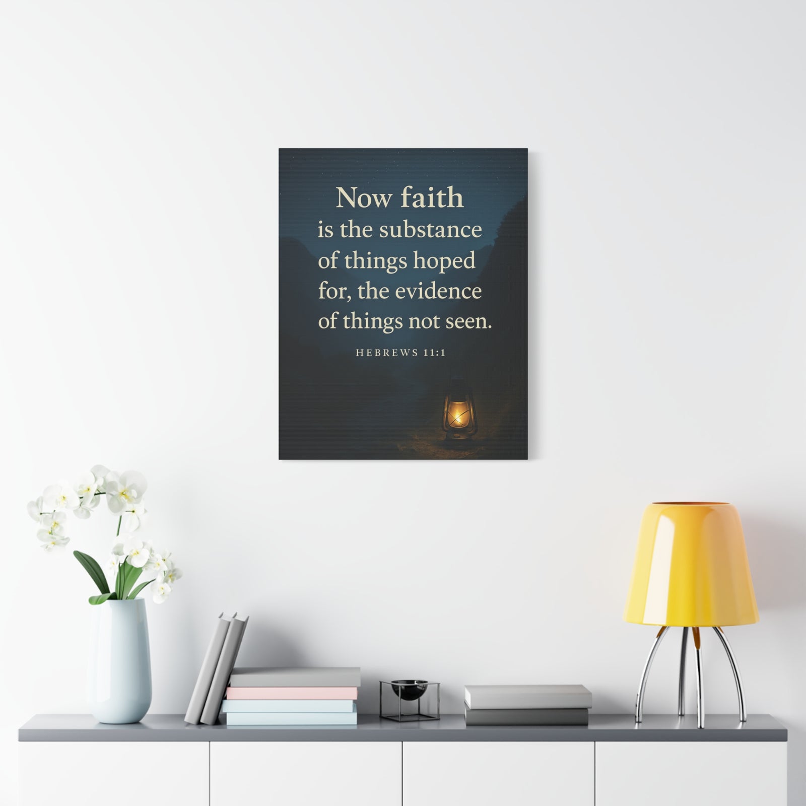 Bible Verse Canvas Hebrews 11:1 Christian Home Décor Wall Art Scripture Ready to Hang Faith Print-Express Your Love Gifts