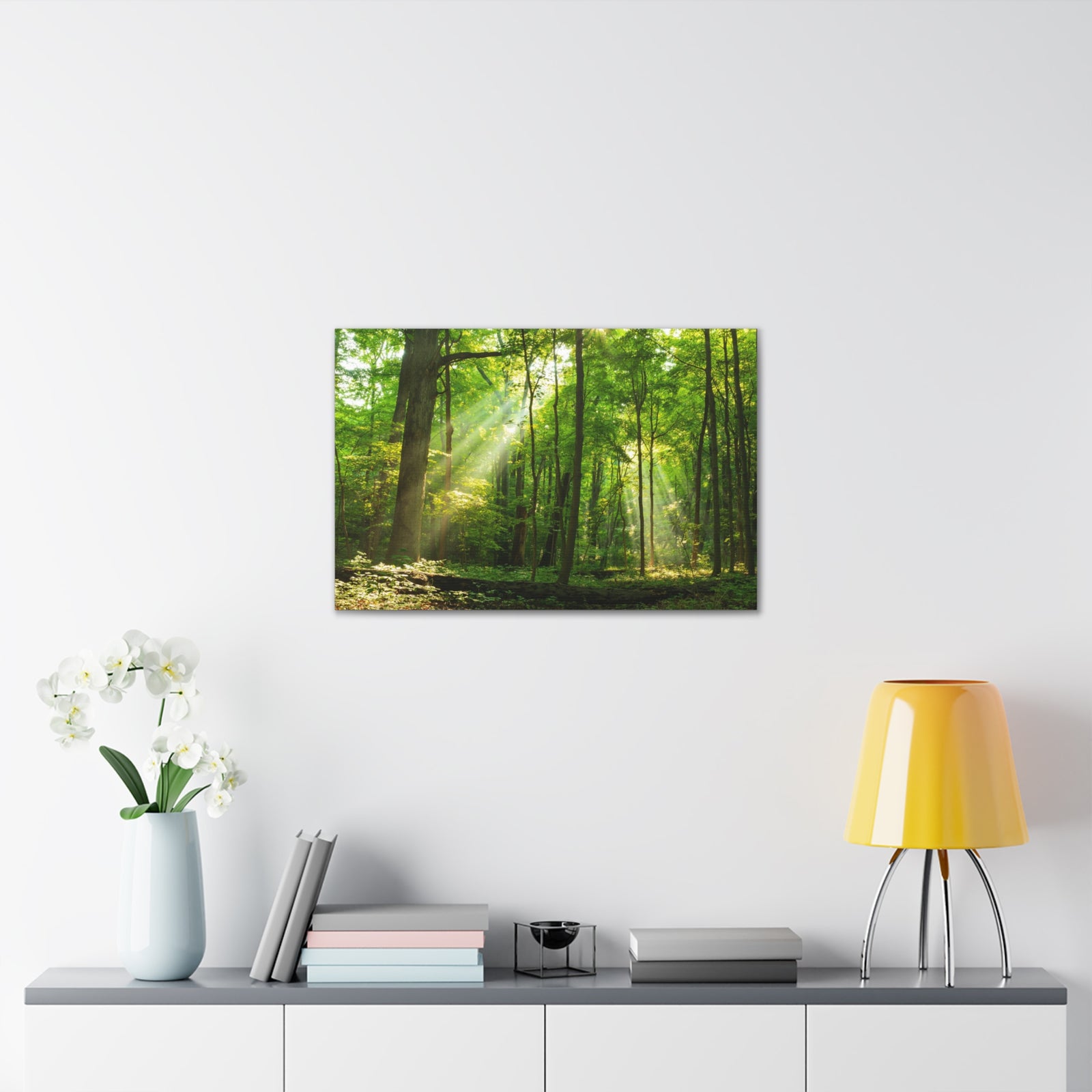 Green Forest Summer Sunlight Nature Wilderness Photography Canvas Wall Art for Home Decor Ready-to-Hang-Express Your Love Gifts