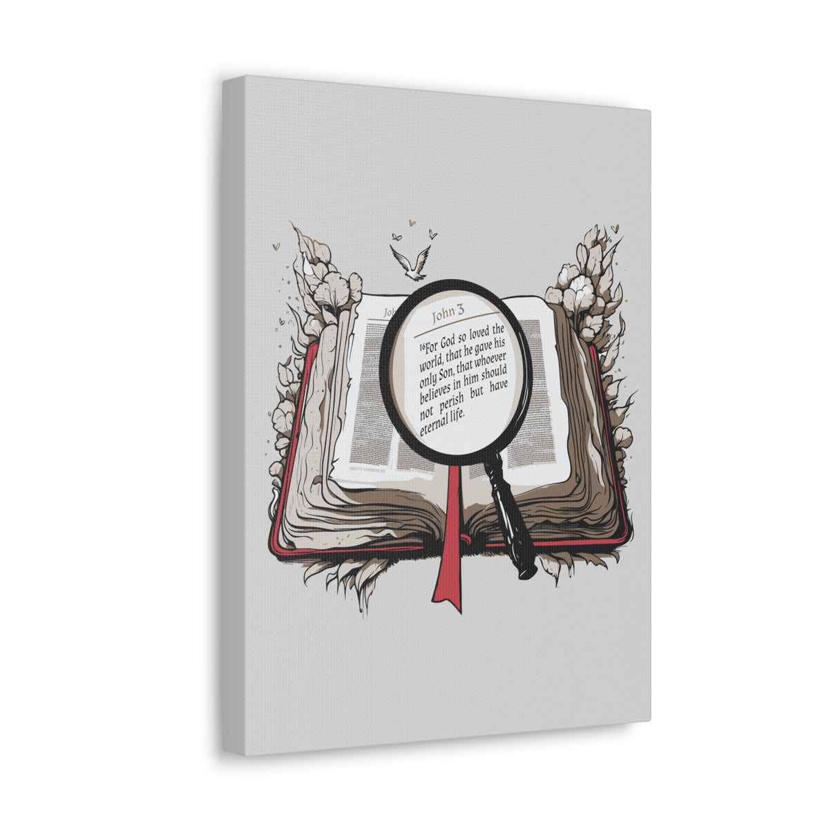 Scripture Walls John 3:16 Open Book Bible Verse Canvas Christian Wall Art Ready to Hang Unframed-Express Your Love Gifts