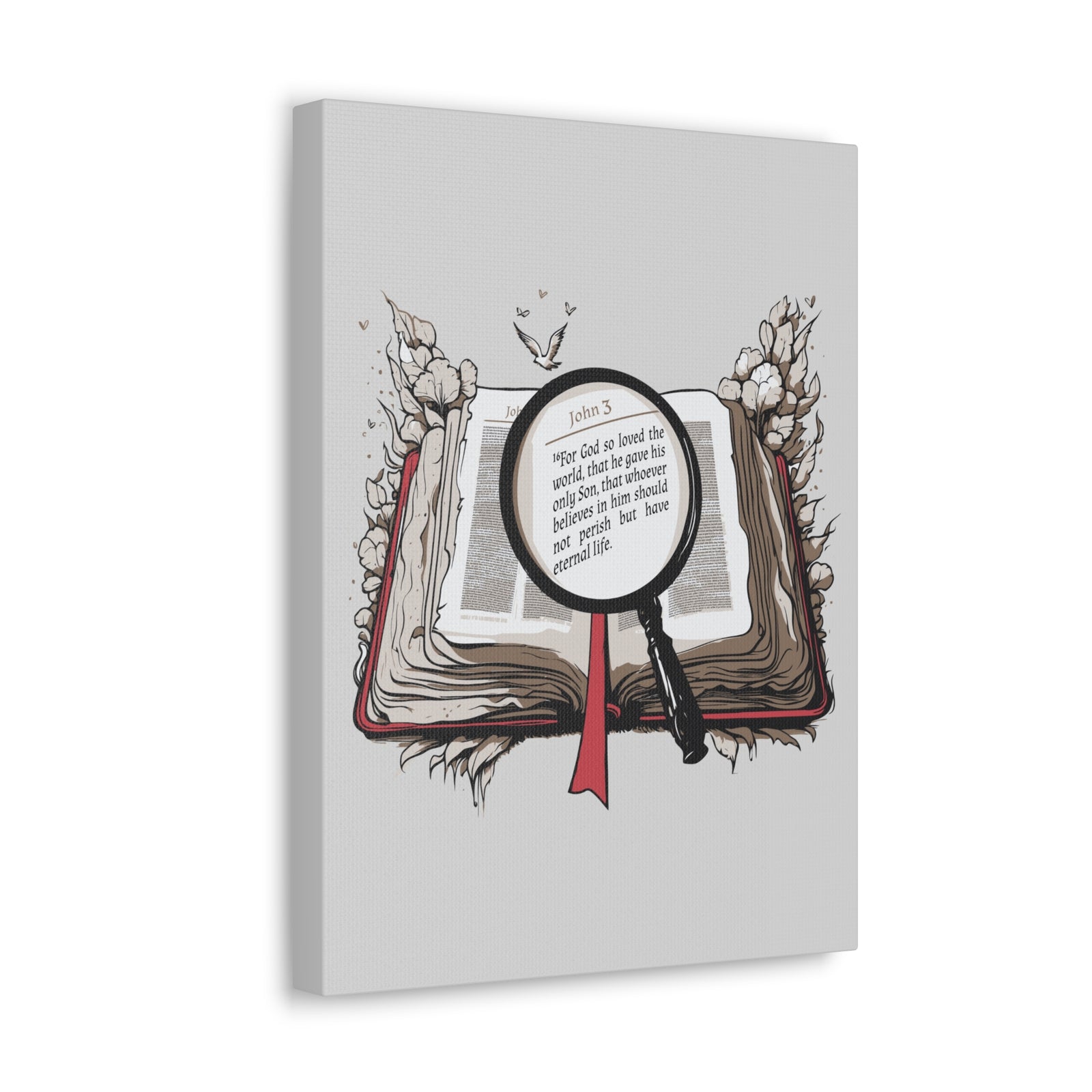 Scripture Walls John 3:16 Open Book Bible Verse Canvas Christian Wall Art Ready to Hang Unframed-Express Your Love Gifts