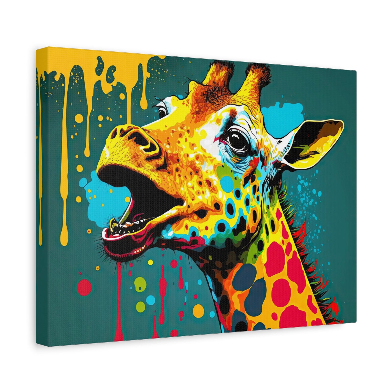 Giraffe Pop Art Flying Colors Expression Painting Animal Canvas Wall Art for Home Decor Ready-to-Hang-Express Your Love Gifts