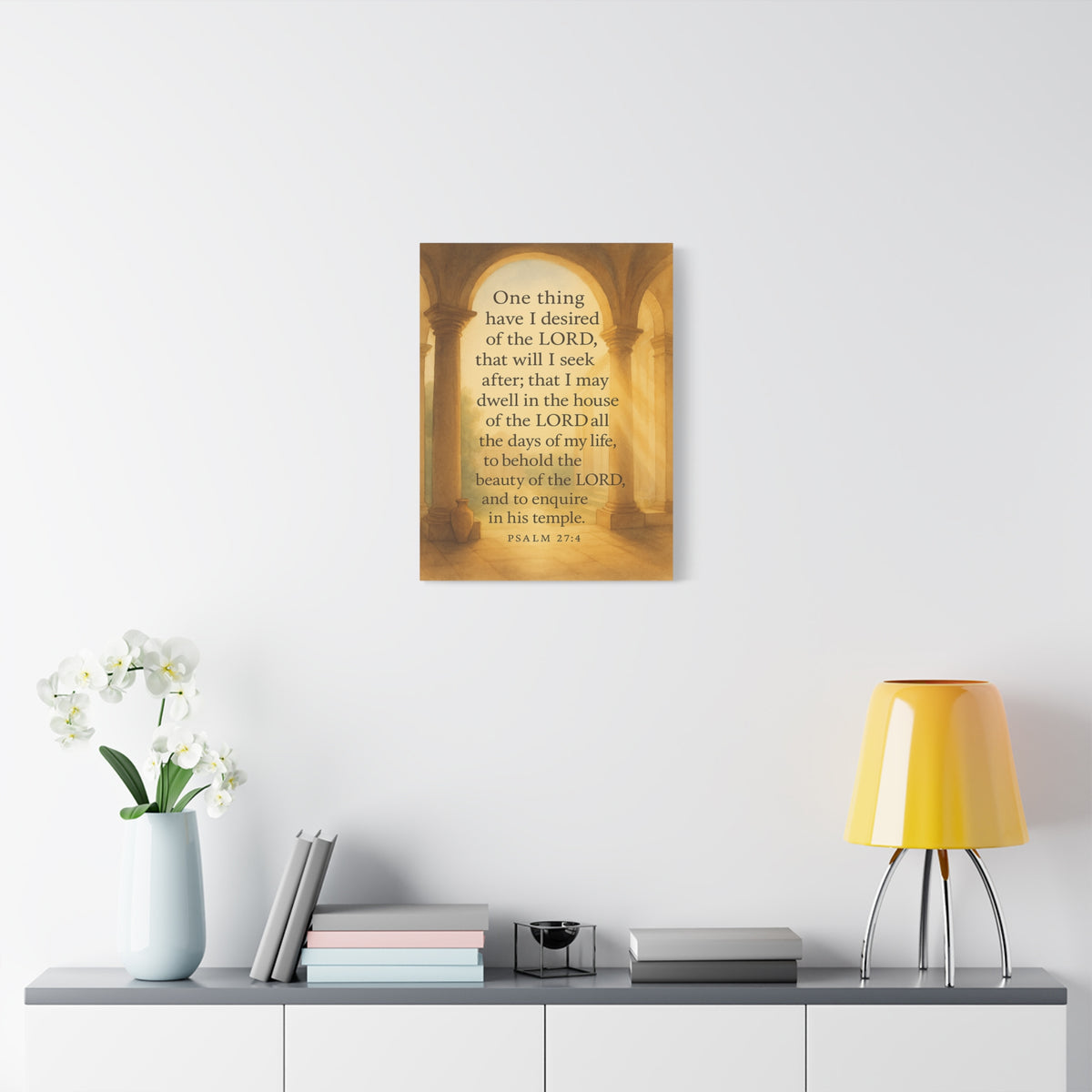 Bible Verse Canvas Psalm 27:4 Christian Home Décor Wall Art Scripture Ready to Hang Faith Print-Express Your Love Gifts