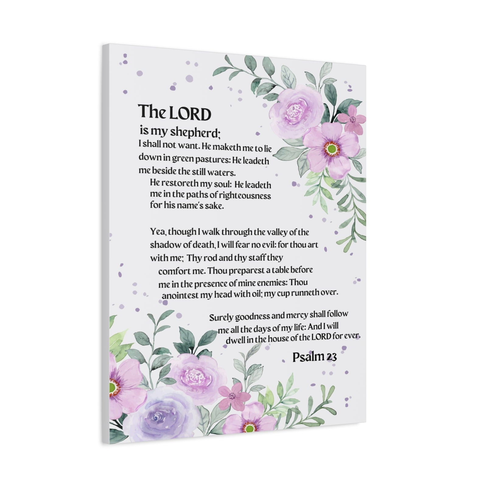 Scripture Walls Flowers Psalm 23 Bible Verse Canvas Christian Wall Art Ready to Hang-Express Your Love Gifts
