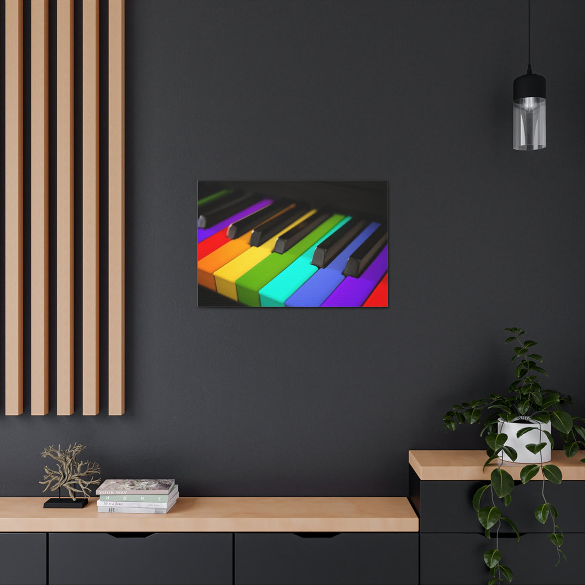 Piano Keys In Rainbow Music Lover's Delight Piano Keyboard Canvas Wall Art for Home Decor Ready-to-Hang-Express Your Love Gifts