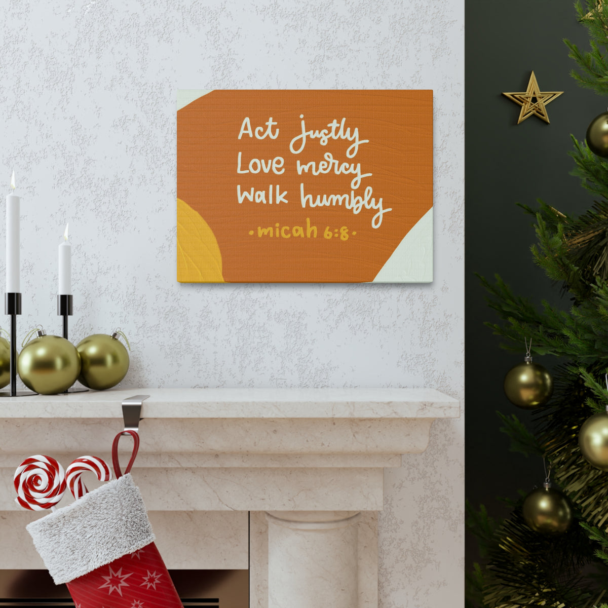 Scripture Canvas Act Justly Micah 6:8 Wall Art Bible Verse Print Ready to Hang-Express Your Love Gifts