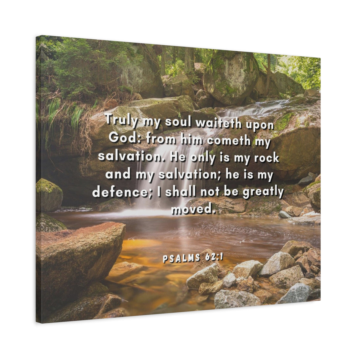 Scripture Canvas My Salvation Psalm 62:1 Christian Wall Art Bible Verse Print Ready to Hang-Express Your Love Gifts