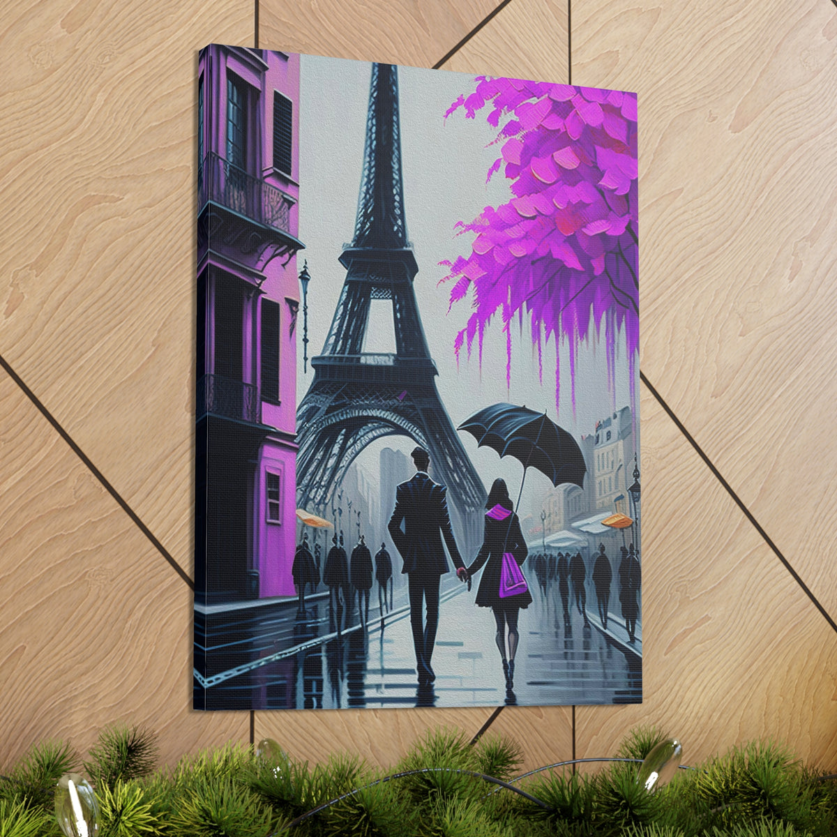 Romantic Couple Paris Eiffel Tower France Canvas Artwork High-Quality Breathtaking French City for Home Decor Ready to Hang-Express Your Love Gifts