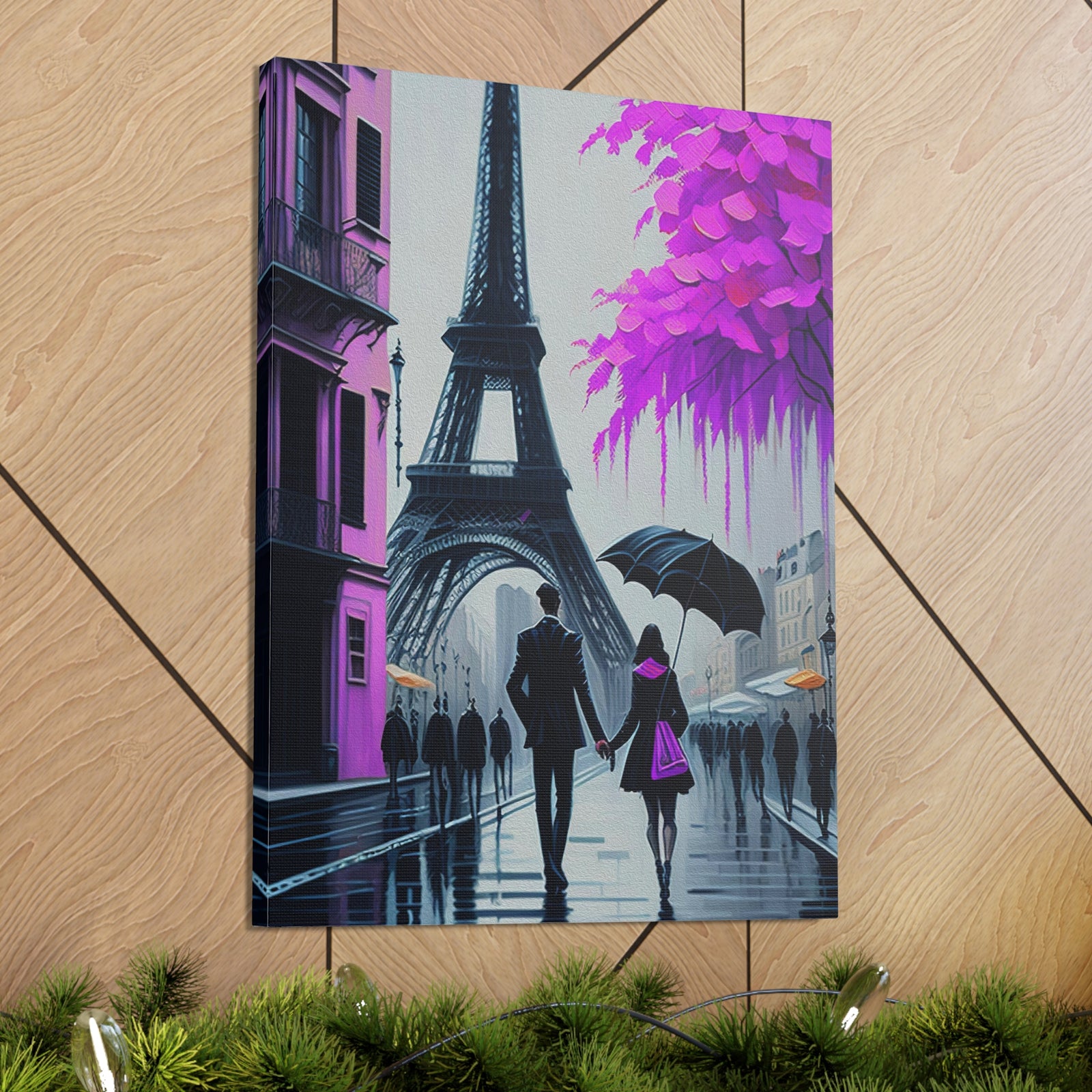 Romantic Couple Paris Eiffel Tower France Canvas Artwork High-Quality Breathtaking French City for Home Decor Ready to Hang-Express Your Love Gifts