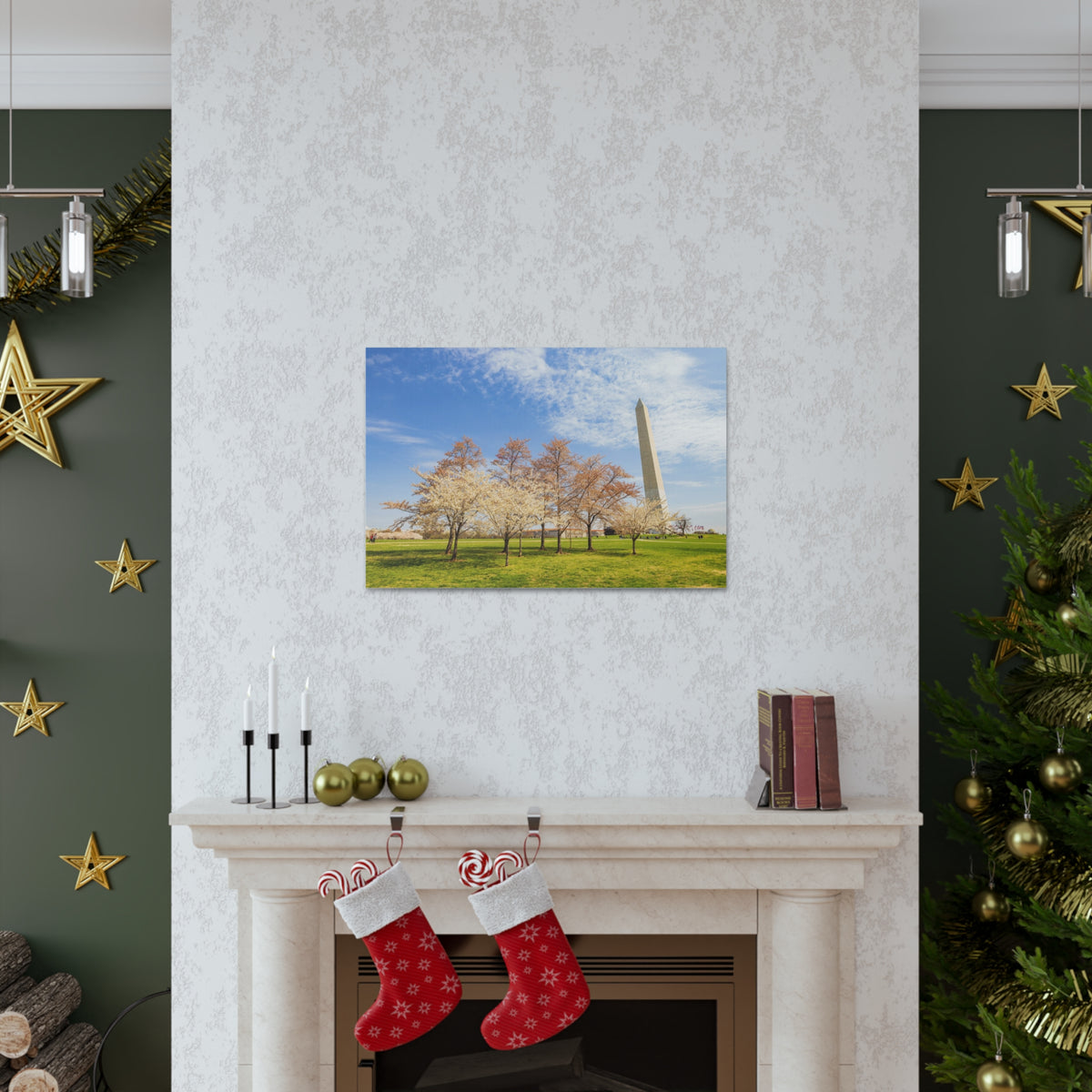 Pink Tree Cherry Blossom Festival at The National Mall Washington Modern Multicolor Scenic Nature Photography Canvas Home Office Decor Ready to Hang-Express Your Love Gifts