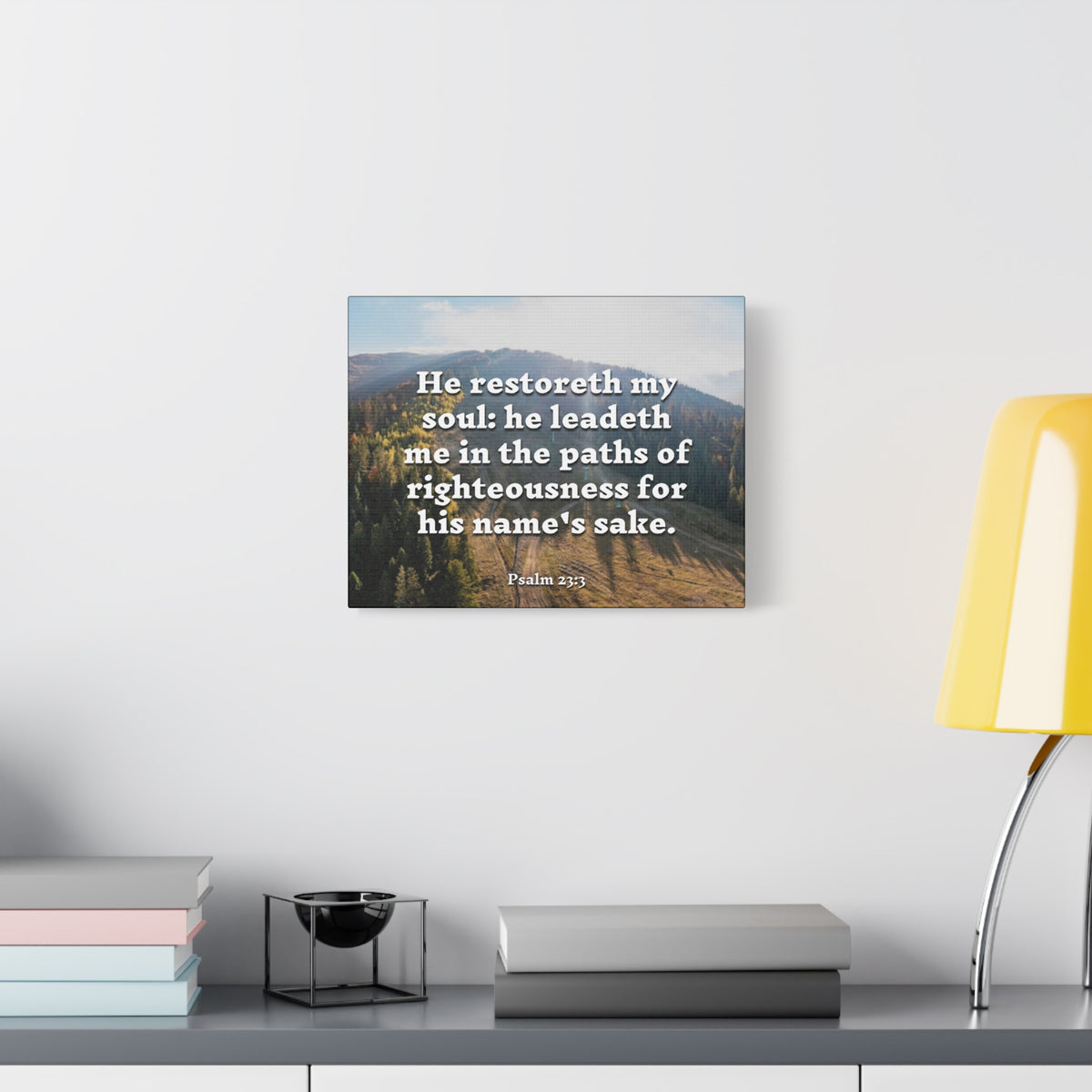 Scripture Canvas Paths Of Righteousness Psalm 23:3 Christian Wall Art Bible Verse Print Ready to Hang